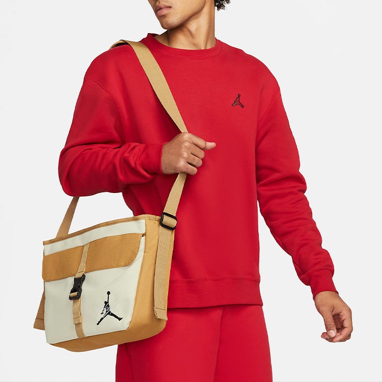 Air Jordan Printing Small Logo Buckle Splicing Contrasting Colors Shoulder Messenger Bag Yellow DV53 - 6