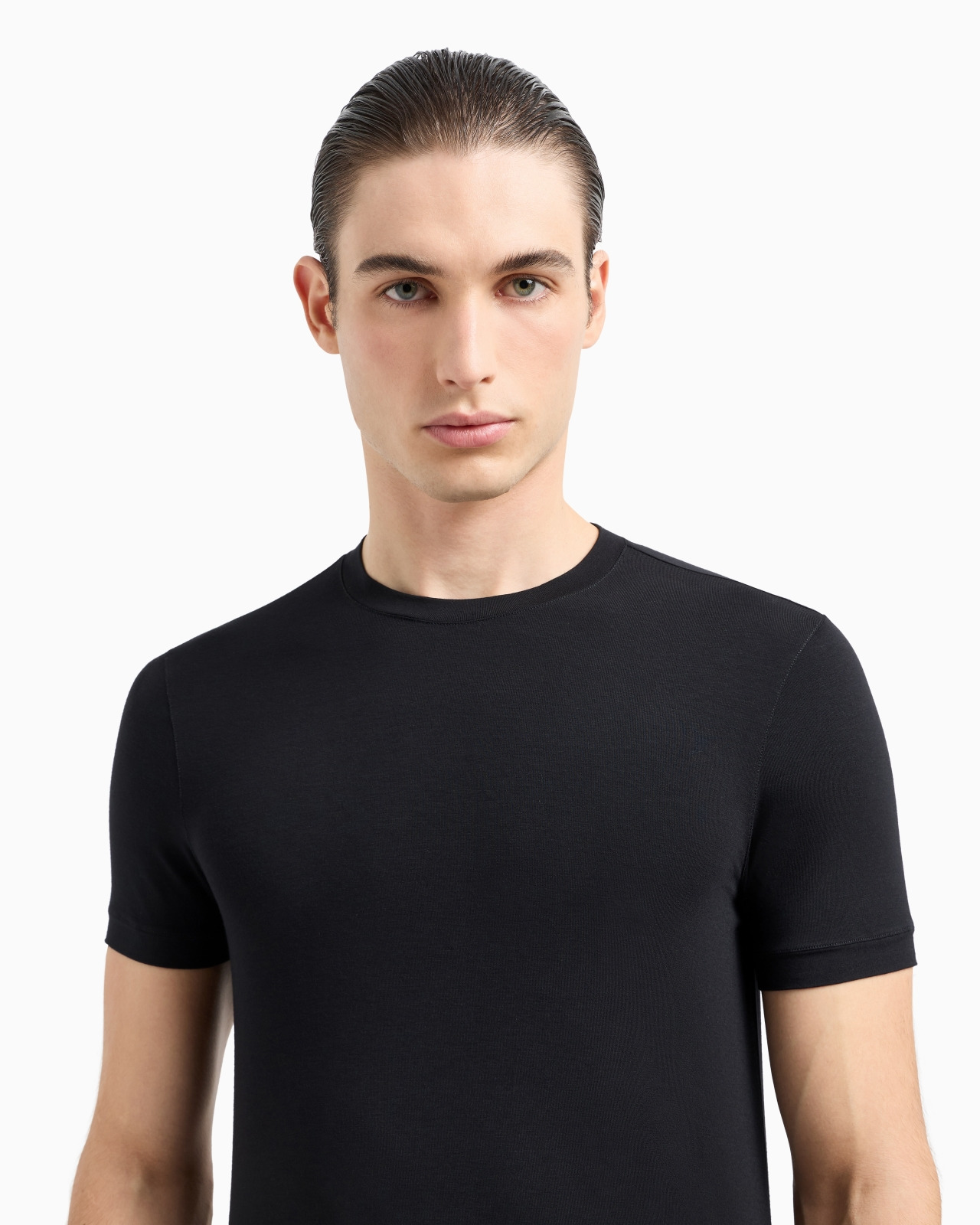 CREW-NECK SHORT-SLEEVED T-SHIRT IN STRETCH VISCOSE JERSEY - 5