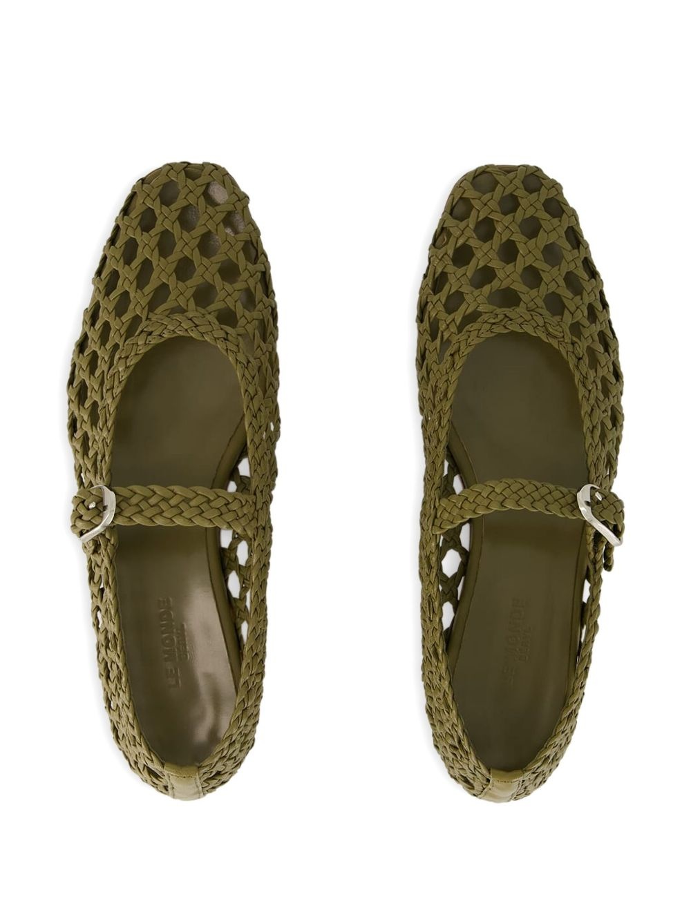 woven lather ballet flats - 4