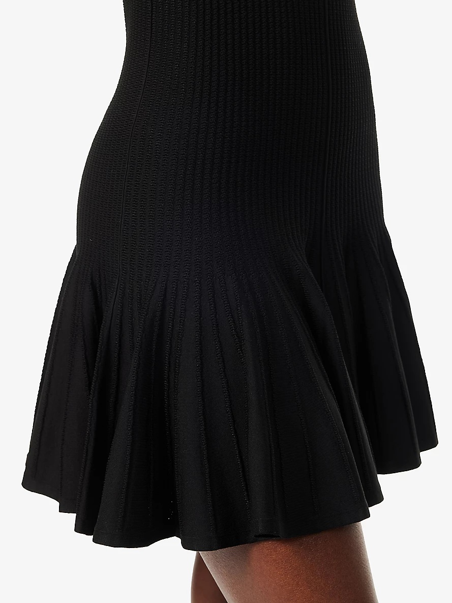 Mamie round-neck woven-blend mini dress - 6