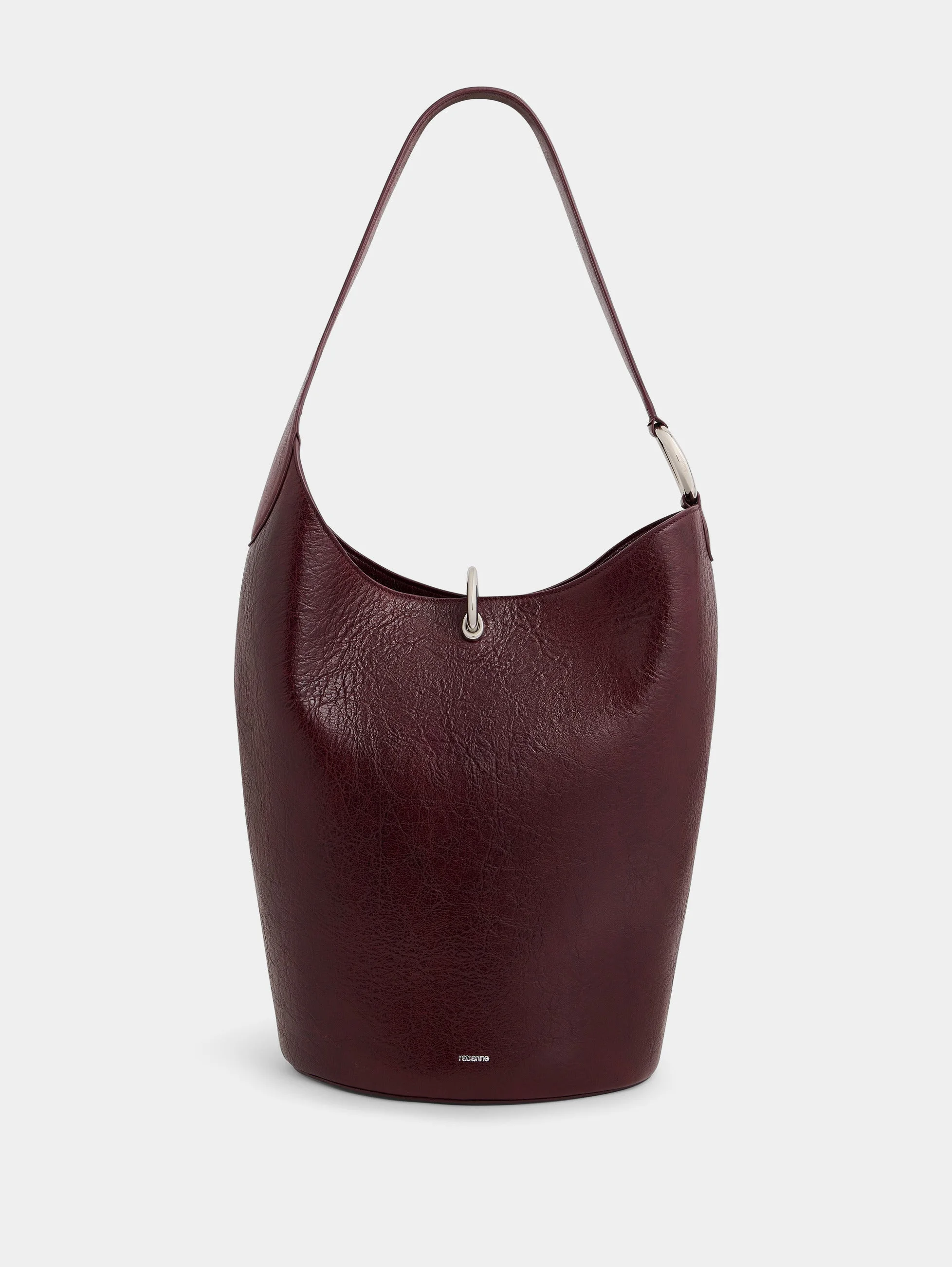 RING TOTE BAG IN BURGUNDY TEXTURED LEATHER - 1