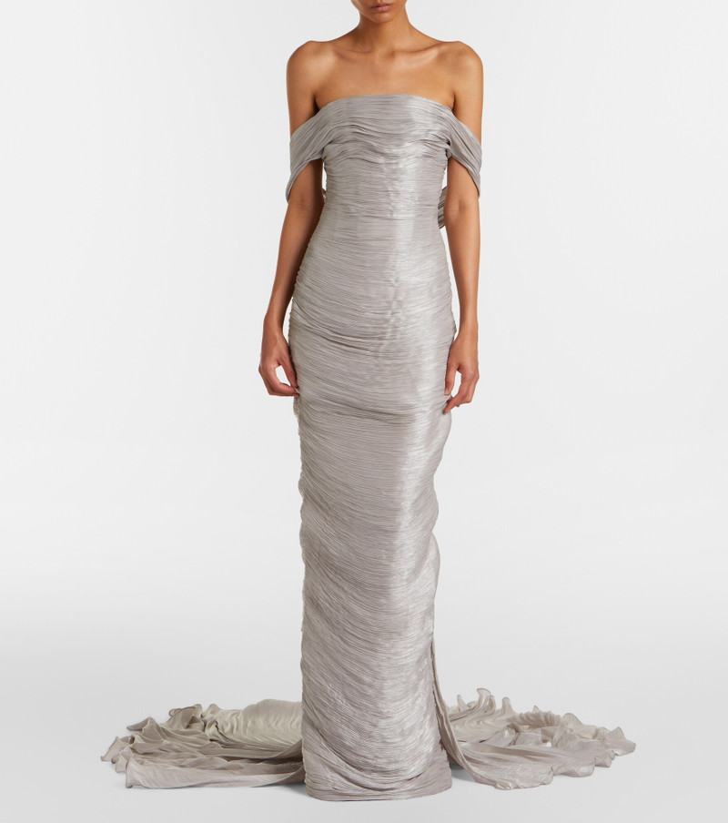 MARMAR HALIM Off-shoulder pleated bustier gown outlook