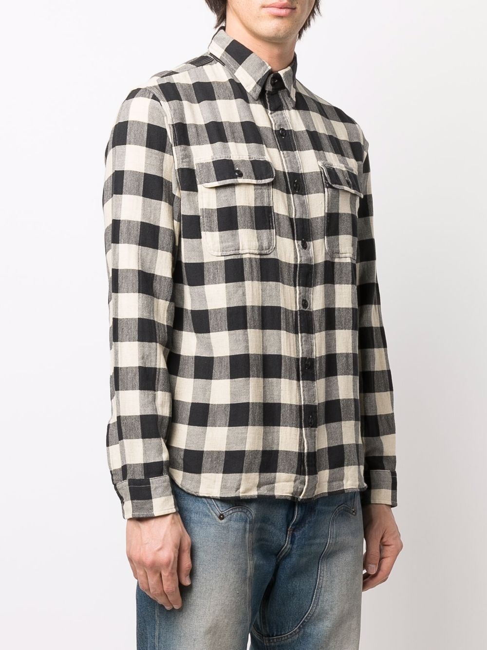 checked long-sleeved shirt - 3