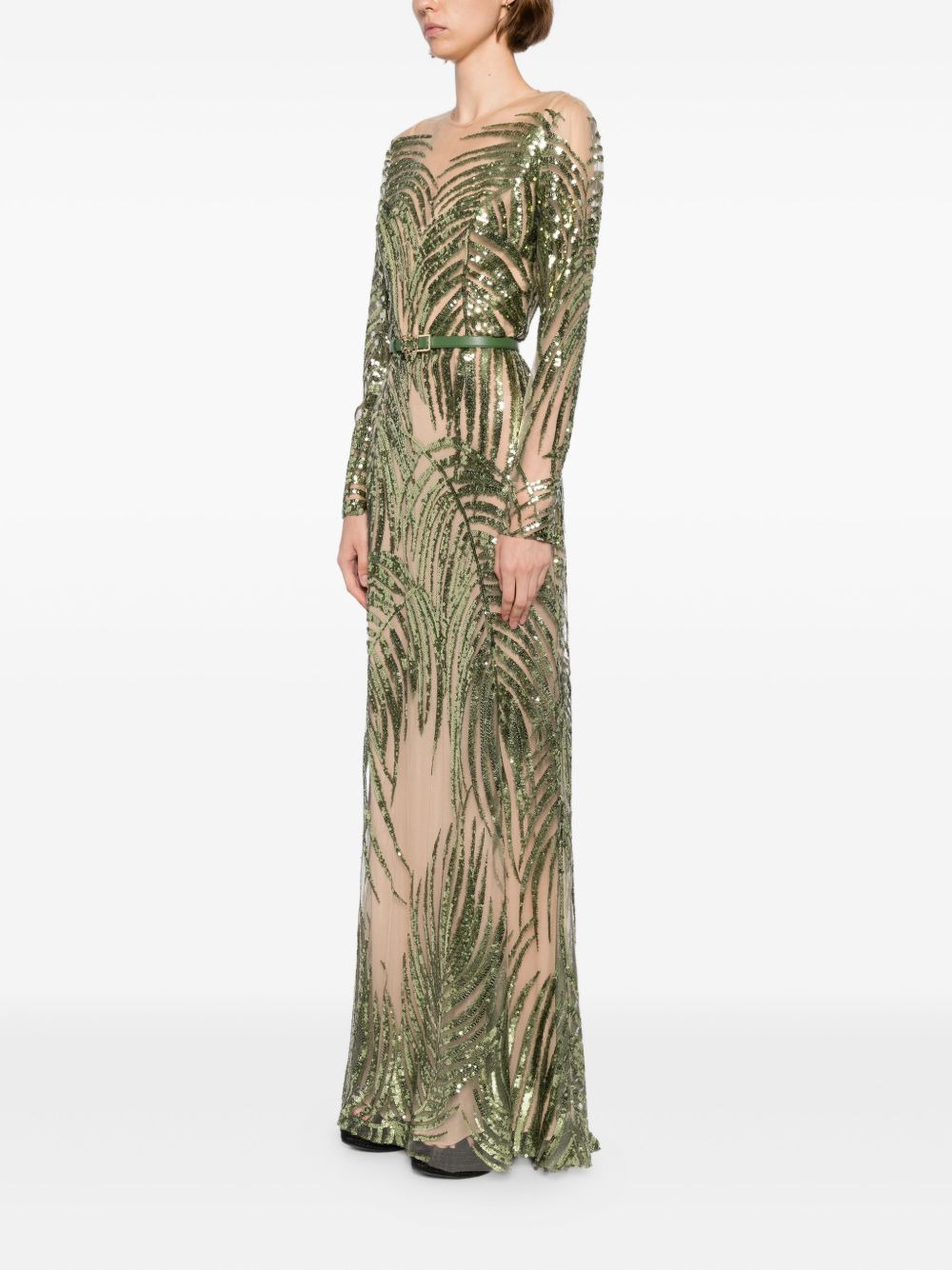 embroidered tulle long dress - 3