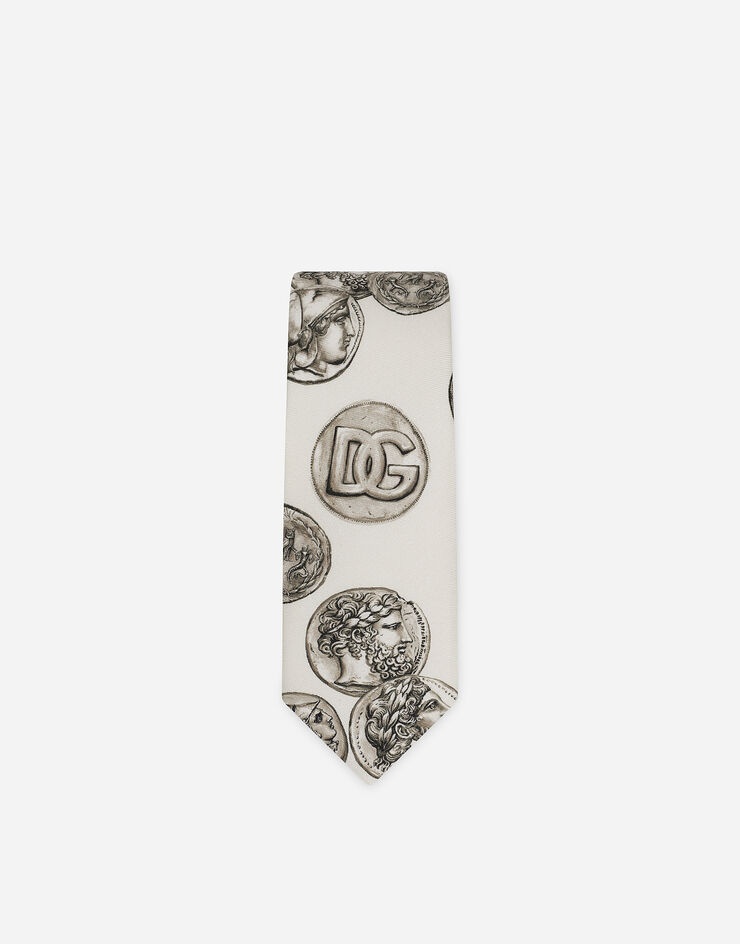 Large coin print 6-cm silk blade tie - 2