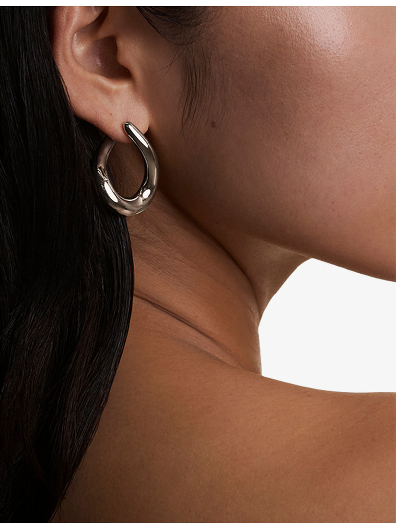 Molten XL Rhodium Plated Brass Hoops 5