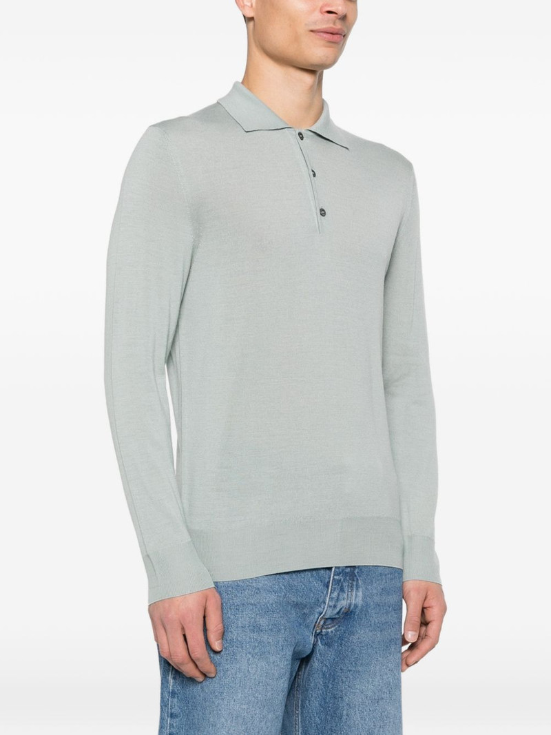 button-up ribbed-knit polo shirt 3