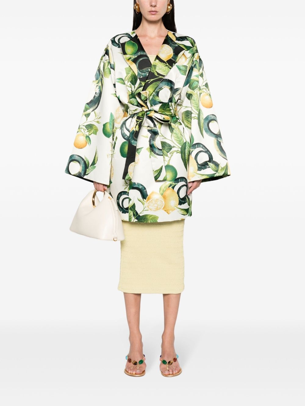 Lemon-print silk coat - 2
