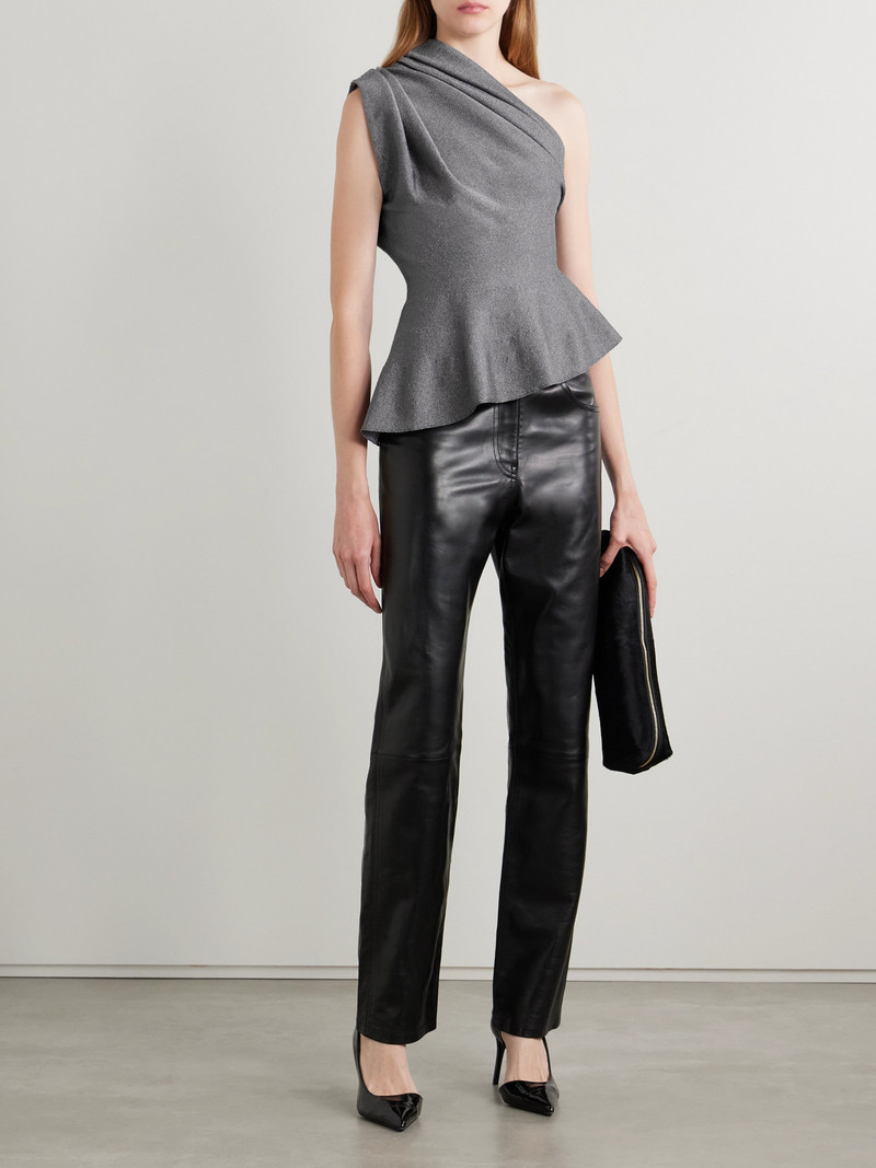 KHAITE Aimee Asymmetric One-shoulder Draped Lurex Peplum Top outlook