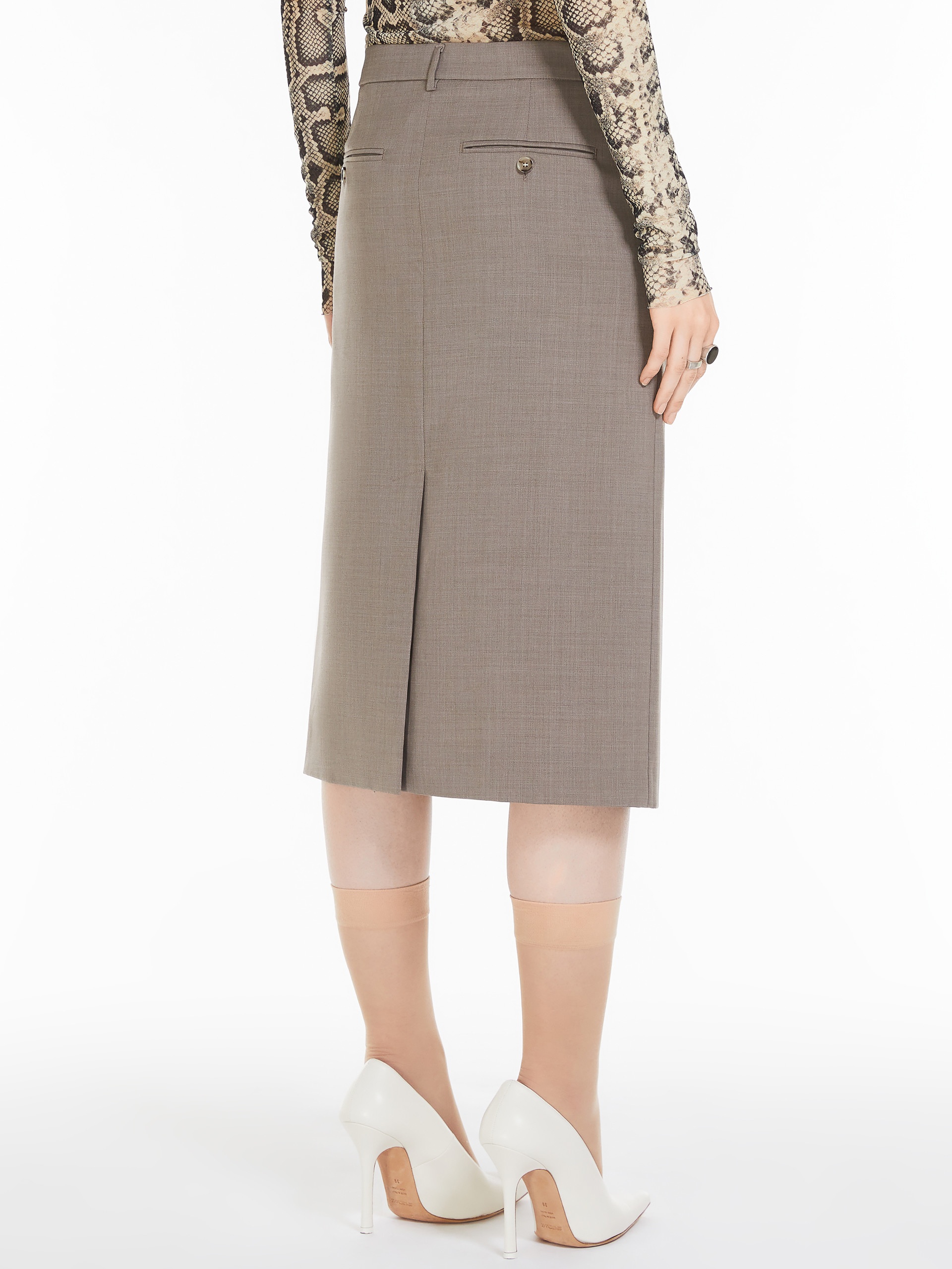 ATOLLO Stretch wool midi skirt - 4