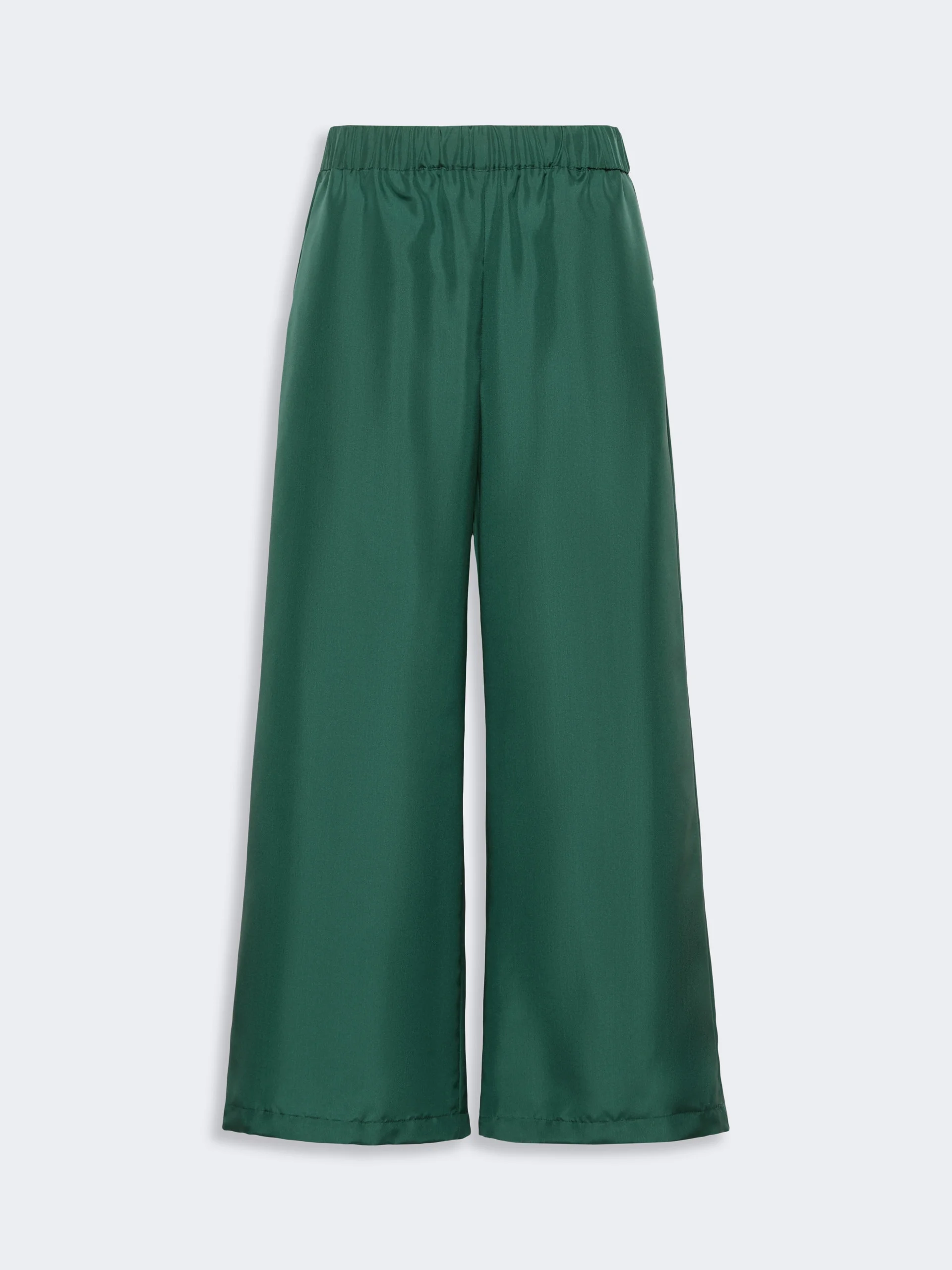 ZAINO Cropped silk trousers - DARK GREEN - 1