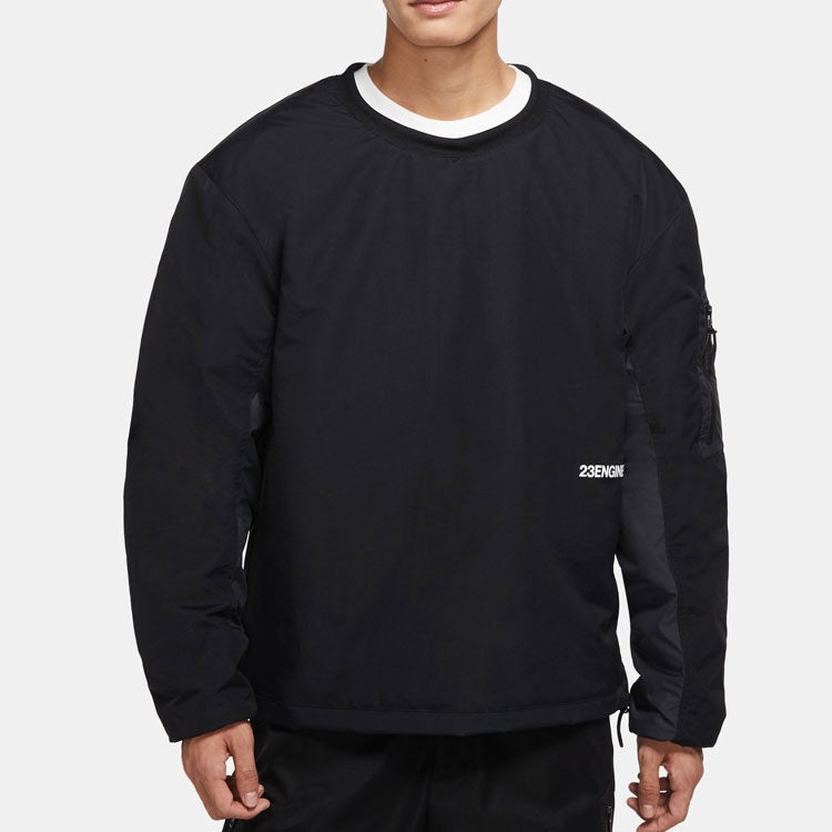 Air Jordan 23 Engineered Contrast Color Stitching Round Neck Pullover Padded Clothes Black DC9657-01 - 4