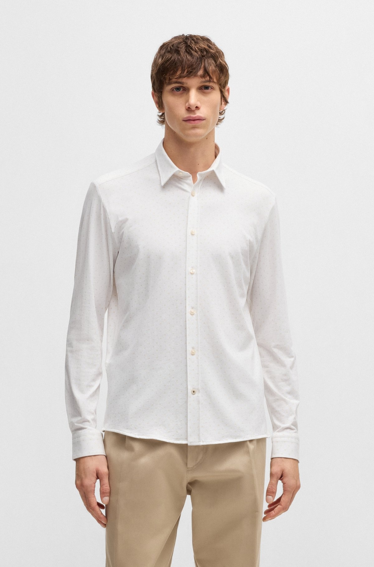 SLIM-FIT SHIRT IN PRINTED STRETCH-COTTON JERSEY - 2