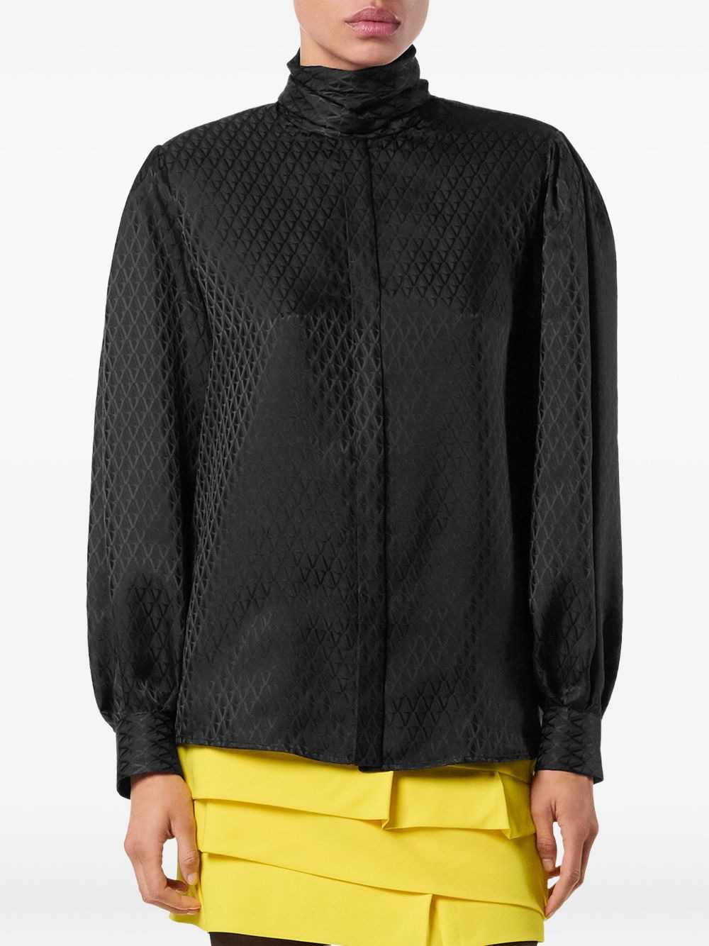 quilted tie-neck shirt - 3