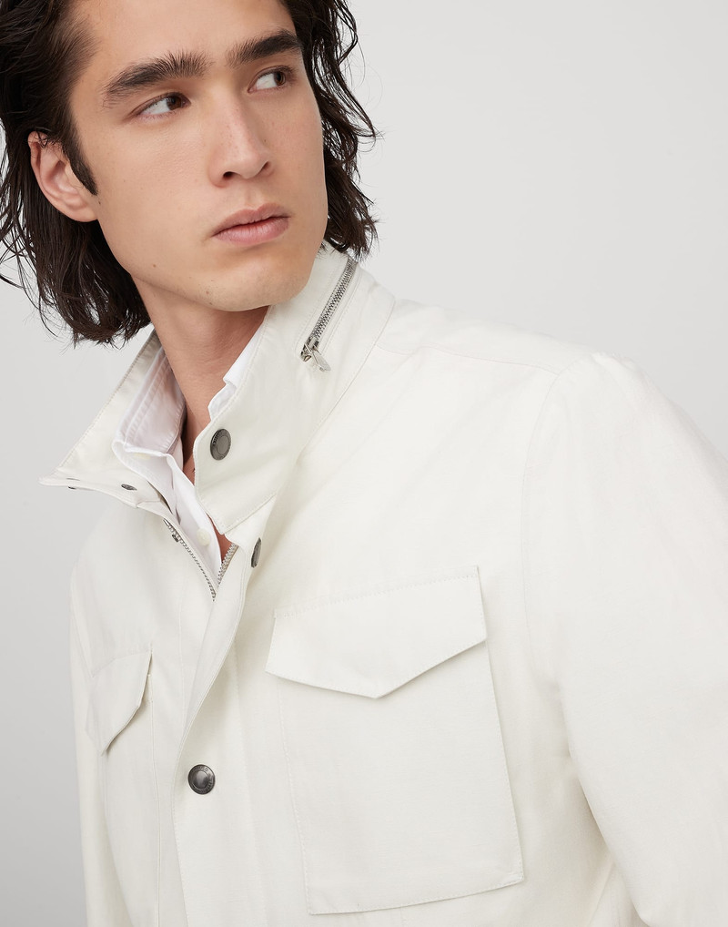 Linen and silk bonded panama field jacket with heat-bonded seams 3