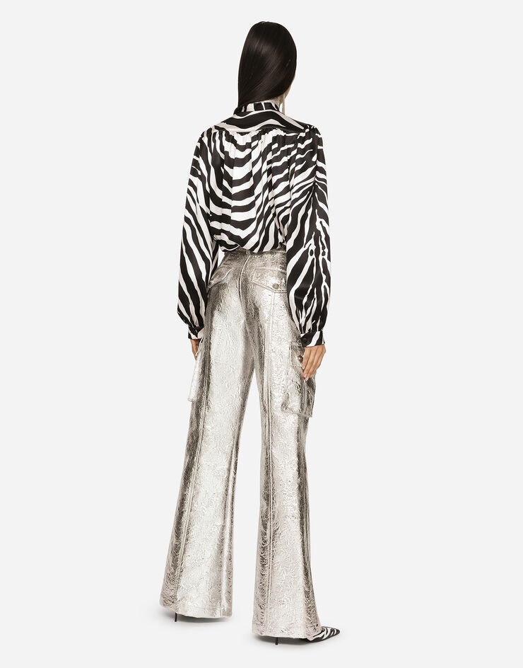 Zebra-print satin pussy-bow shirt - 3