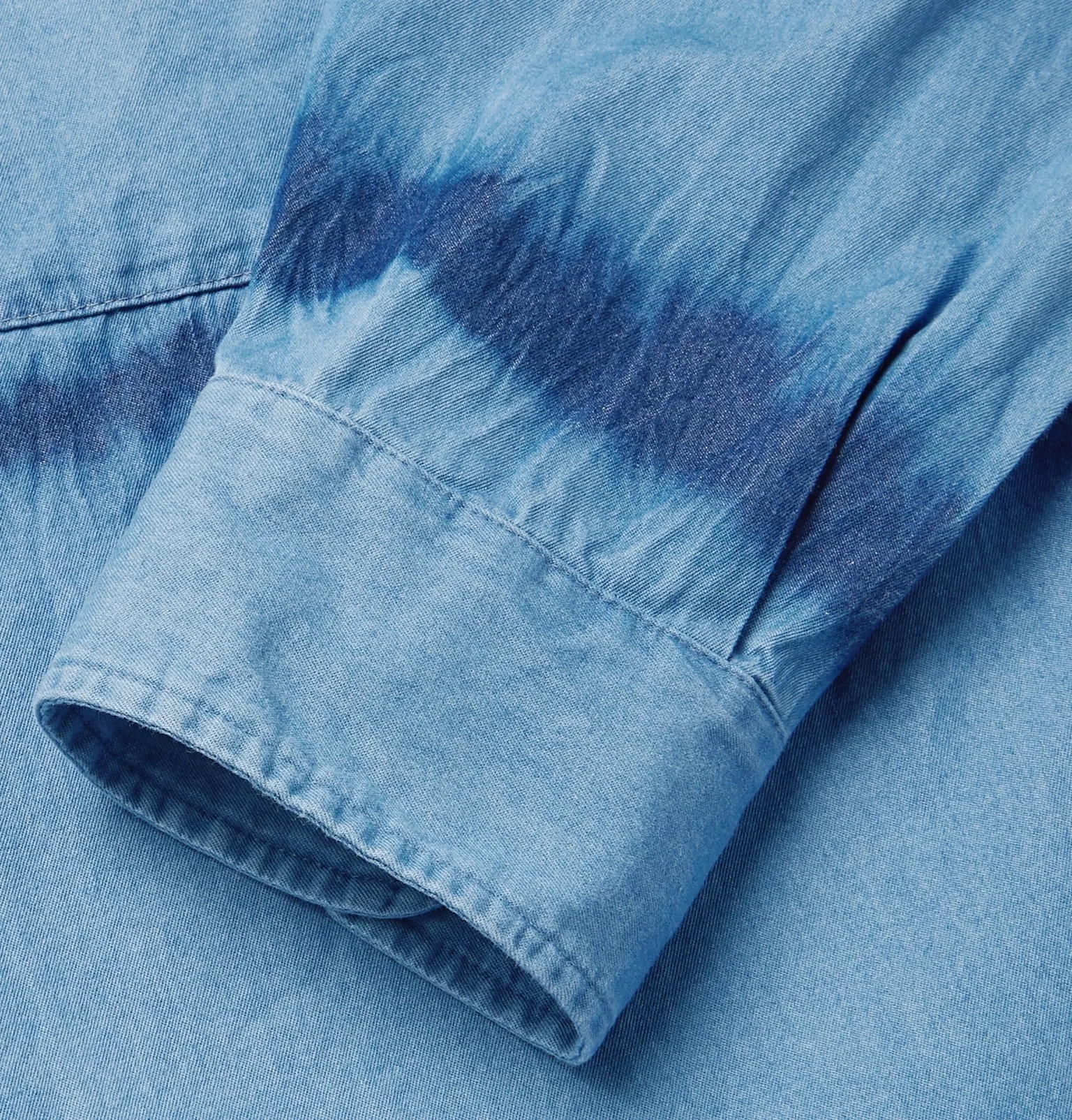 Camp-Collar Tie-Dyed Cotton-Chambray Shirt - 3