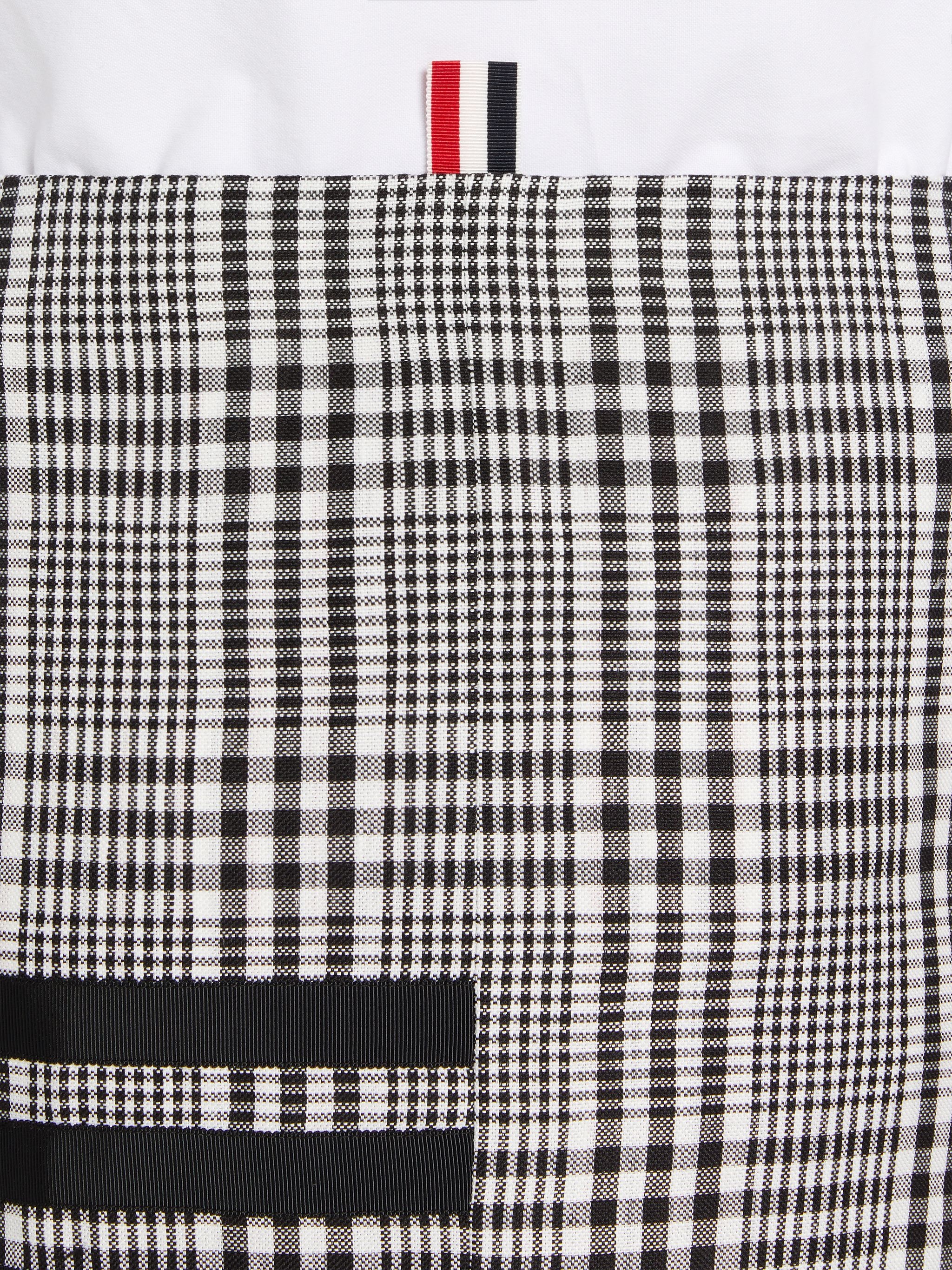 Black and White Gingham Crispy Linen 4-Bar Low Rise Button Front Ankle Length Cardigan Skirt - 6