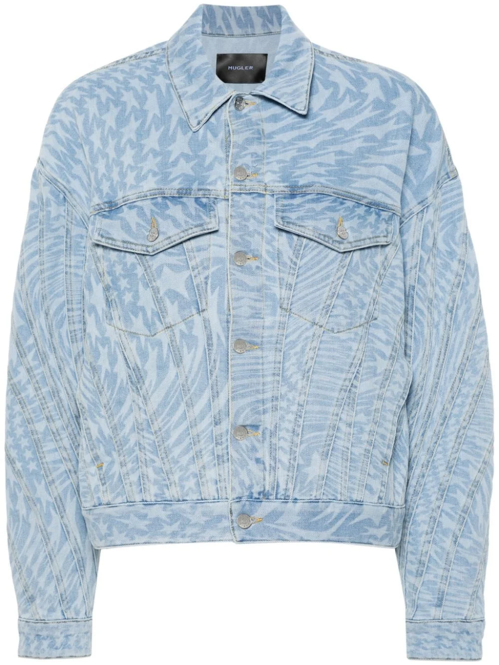 star-print denim jacket - 1