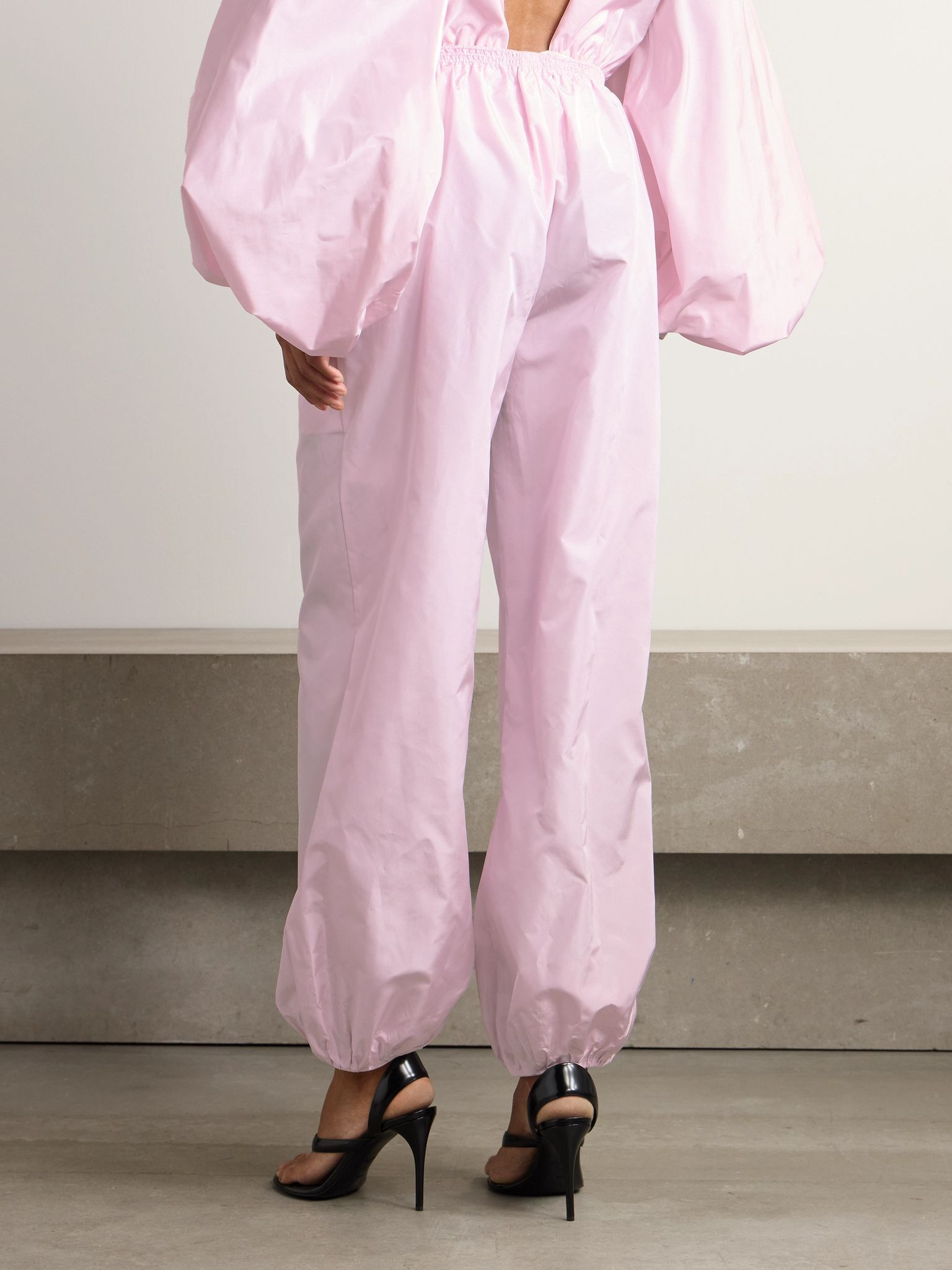 Silk-taffeta tapered track pants Pink - 3