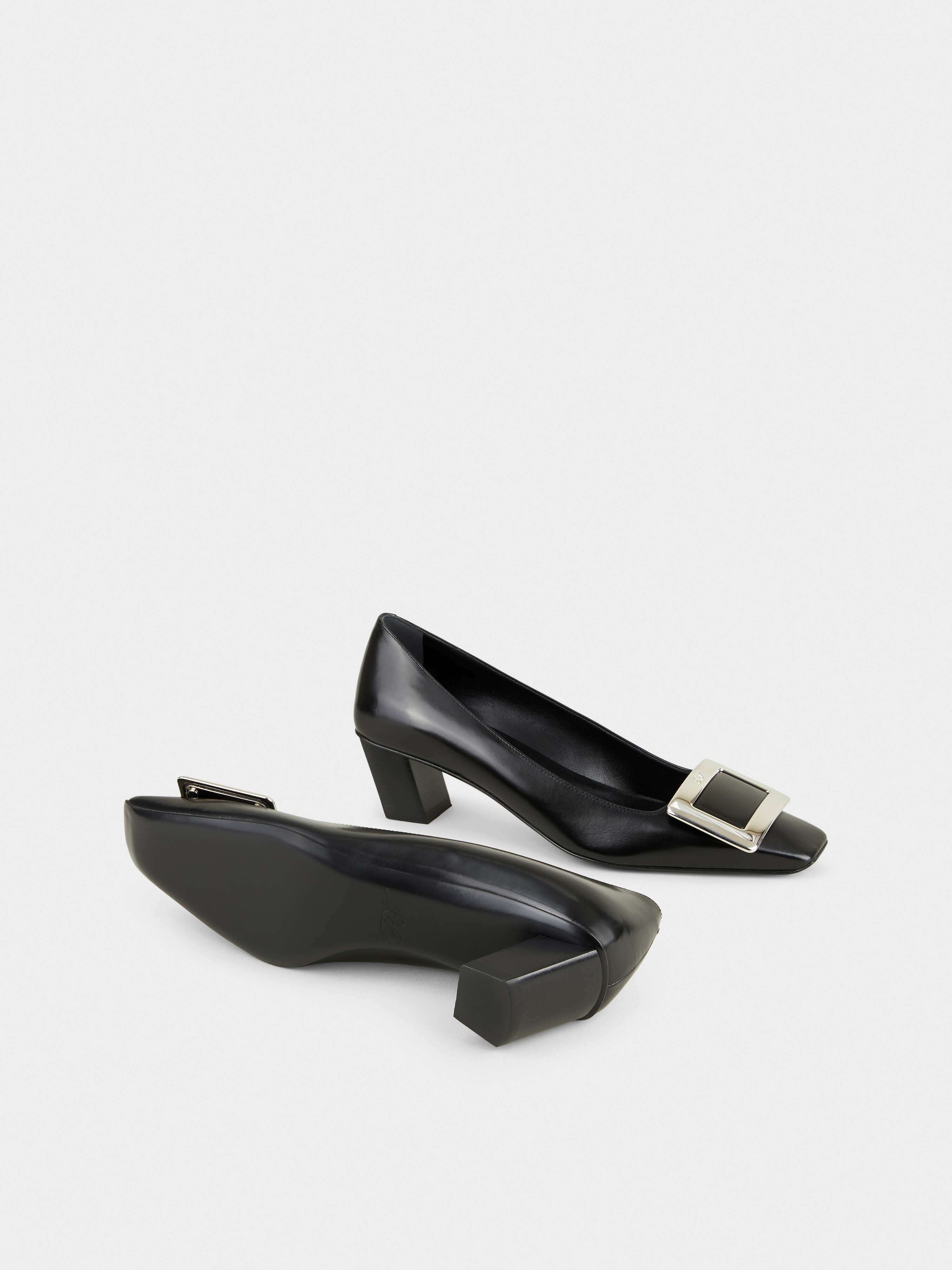 Belle Vivier Metal Buckle Pumps in Leather - 6