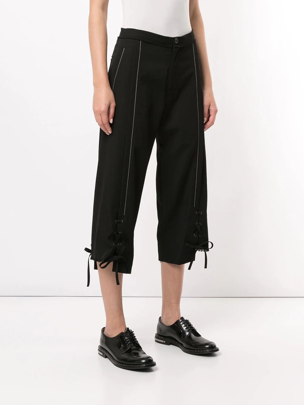 lace-up cropped trousers - 3