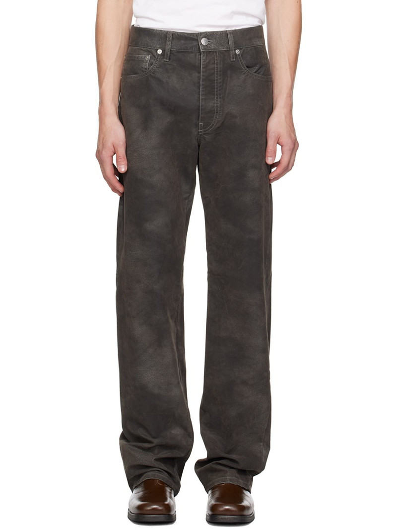 Gray Straight Twist Faux-Nubuck Jeans 1