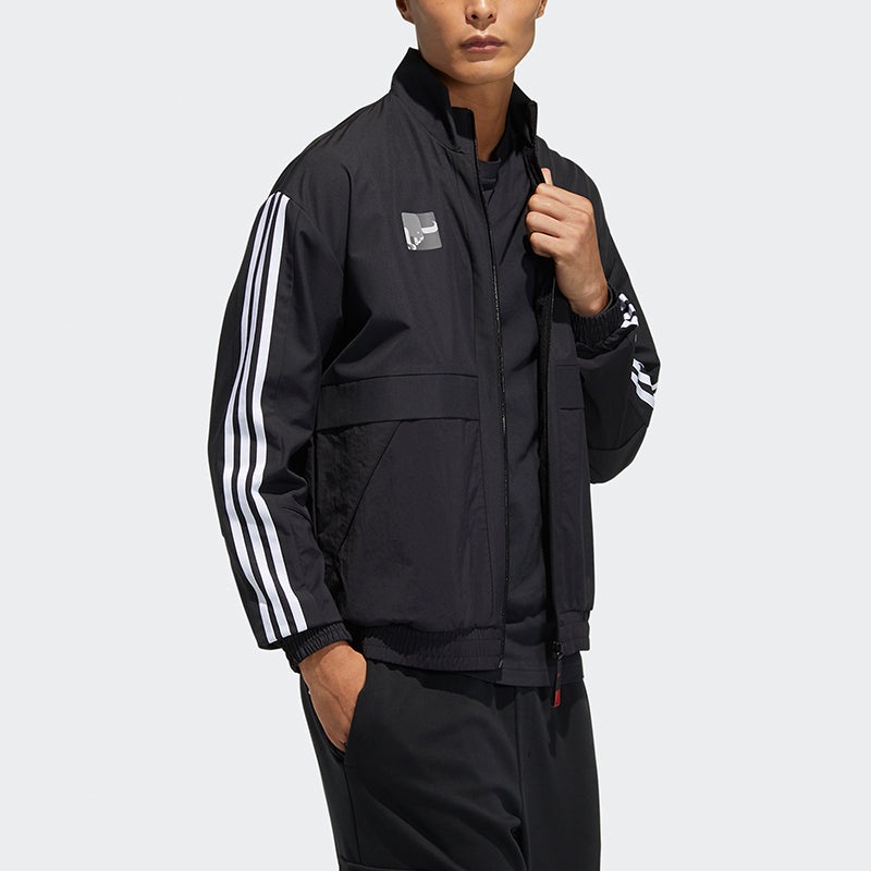 adidas Cny Jkt South Fleece Lined Stay Warm Stand Collar Sports Jacket Black GP1823 - 5