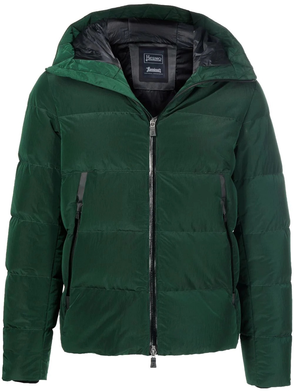 zip-pockets hooded padded jacket - 1