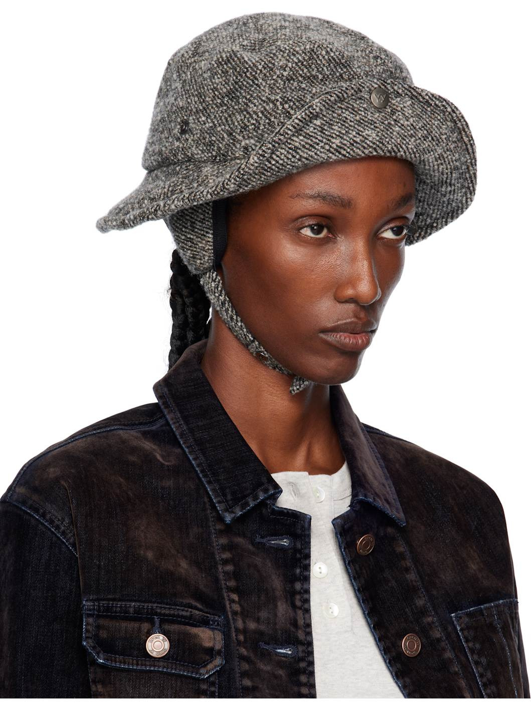 Gray Detachable Ear Flaps Bucket Hat - 2