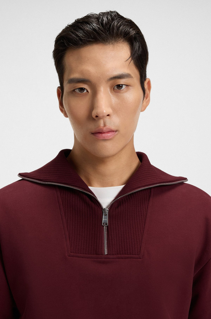 PEACHED-COTTON SWEATSHIRT WITH RIBBED ZIP NECK 3