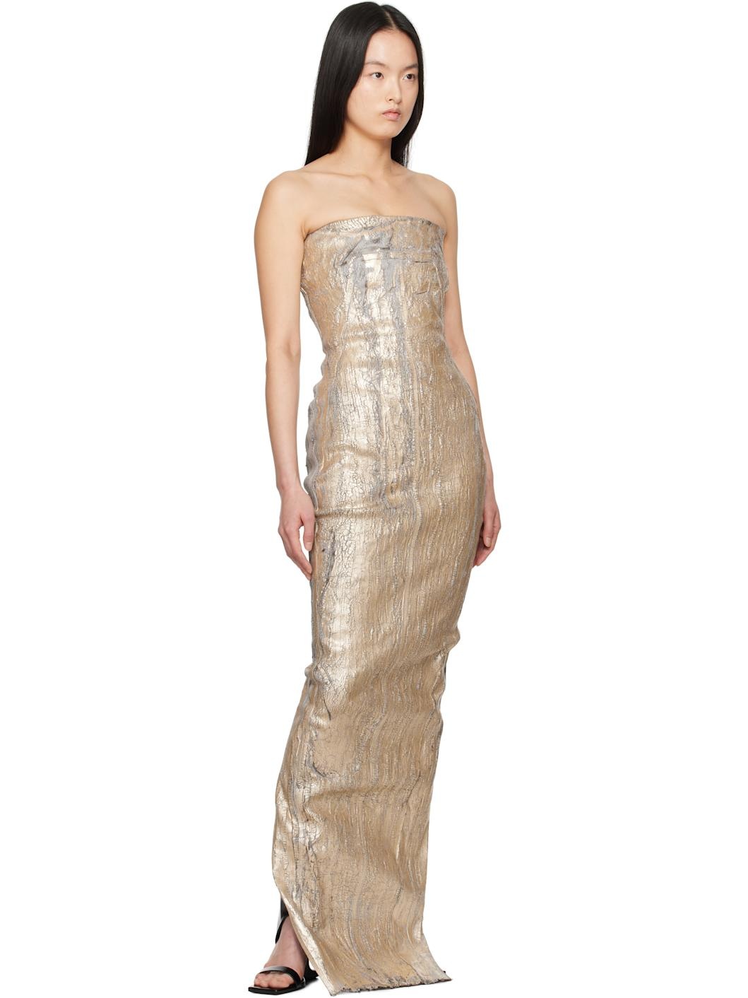 Gold Hollywood Bustier Denim Gown - 4