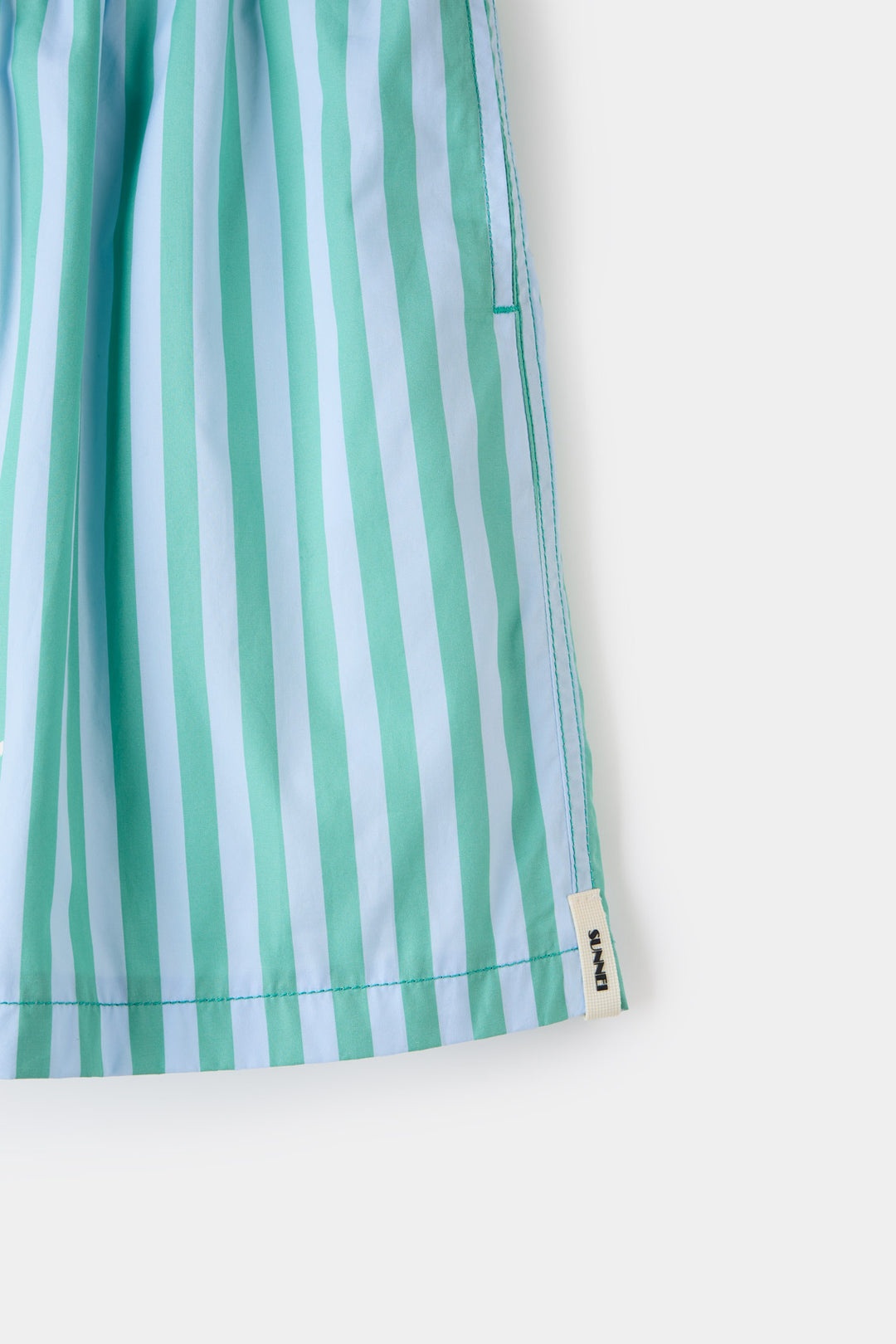 ELASTIC SHORT PANTS / mint green & azure stripes - 5