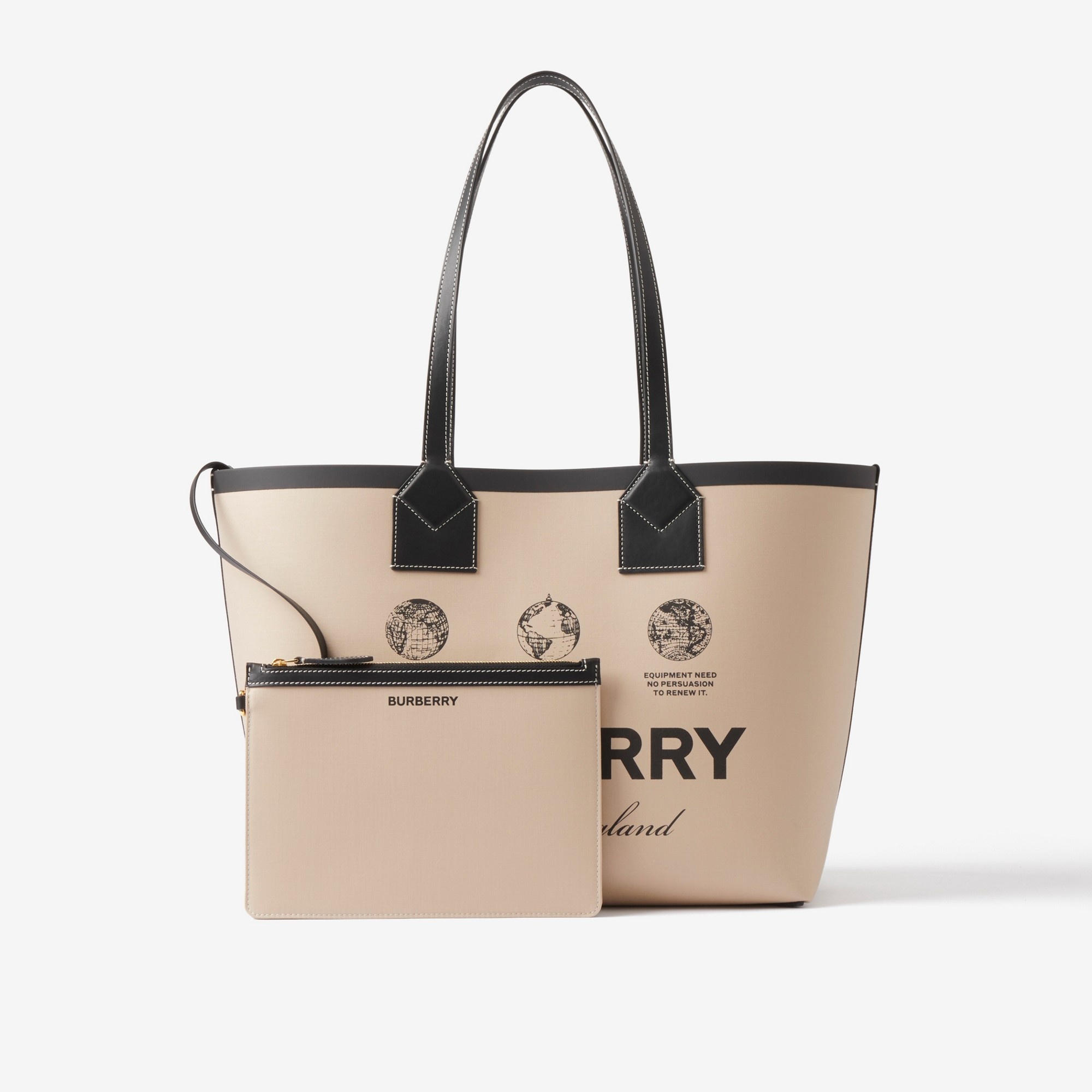 Burberry Label Print Cotton Medium London Tote Bag | REVERSIBLE