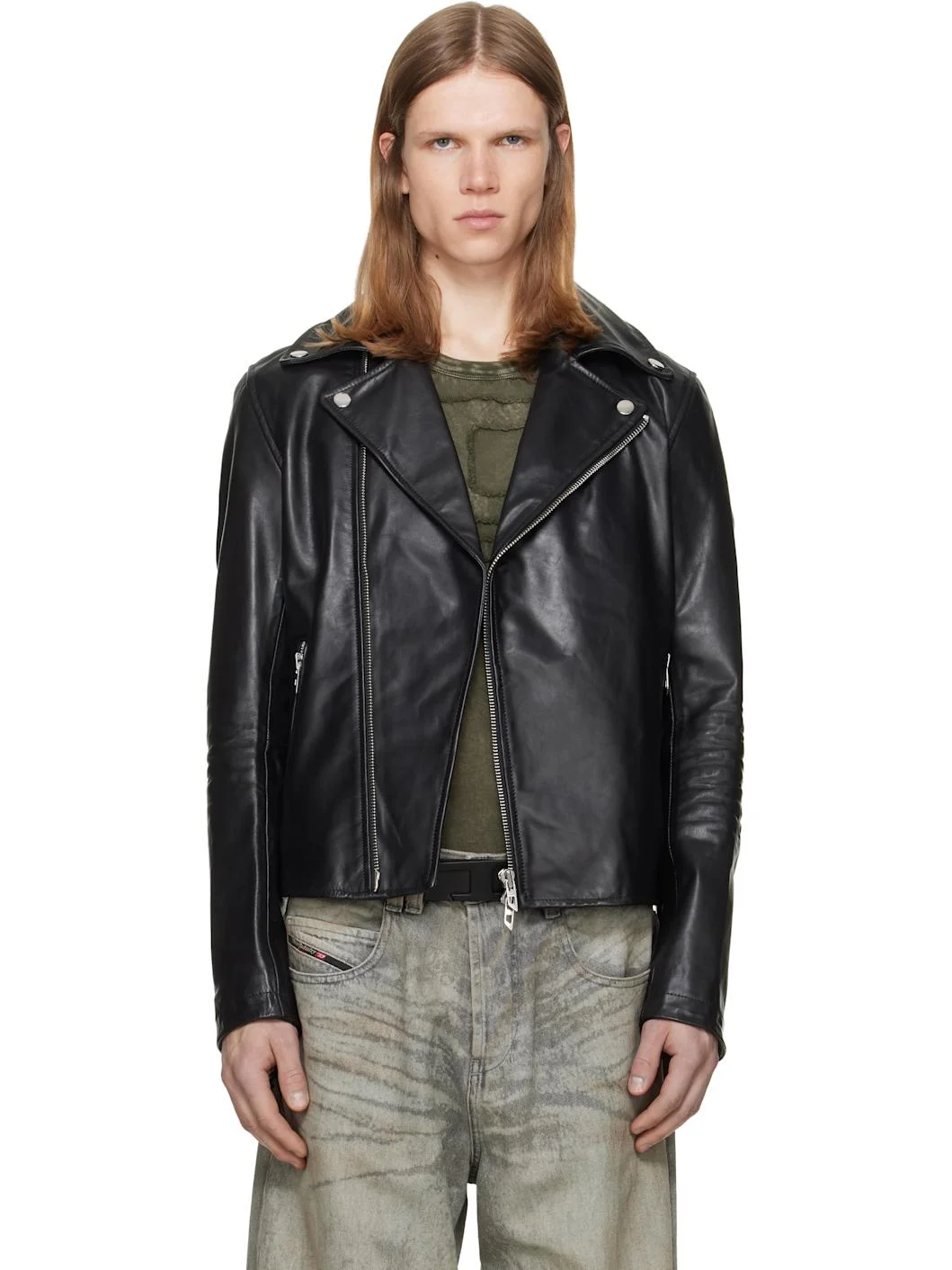 Black L-Eo-Wrd Leather Jacket - 1