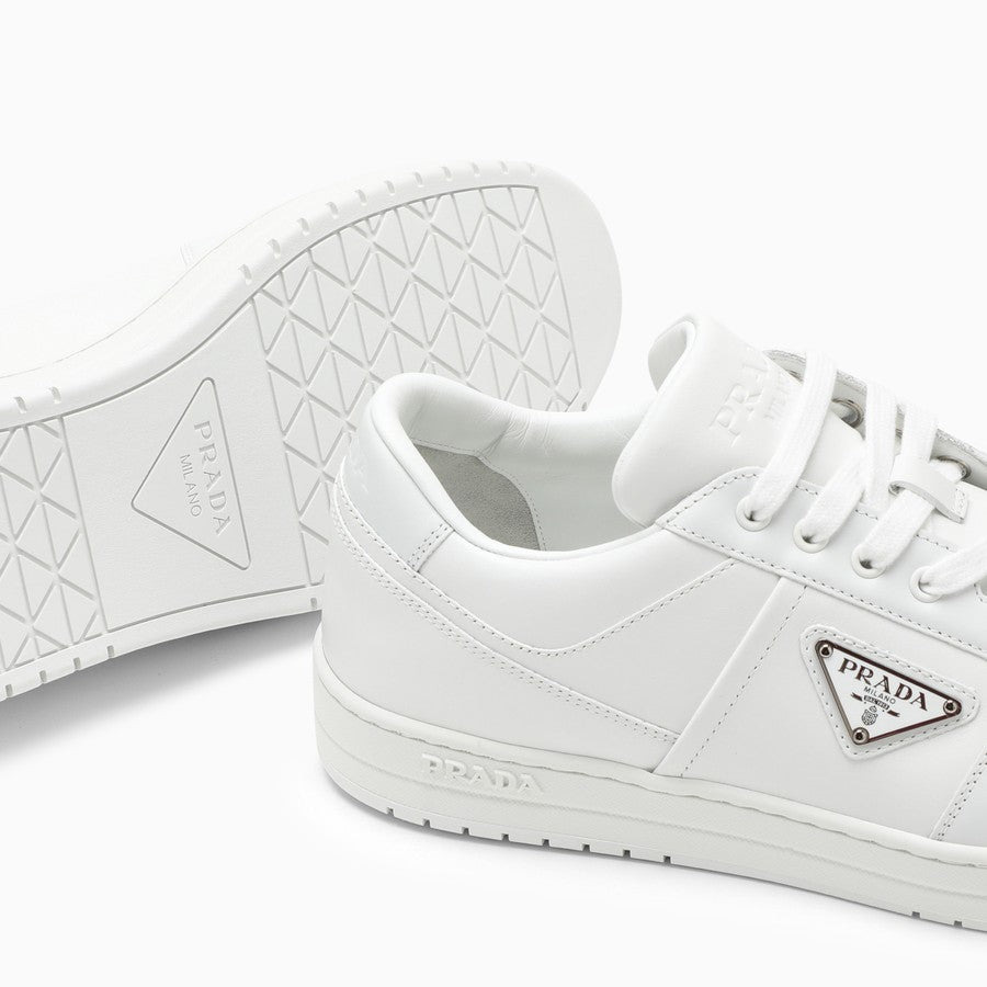 Prada Men White Leather Downtown Sneakers - 3