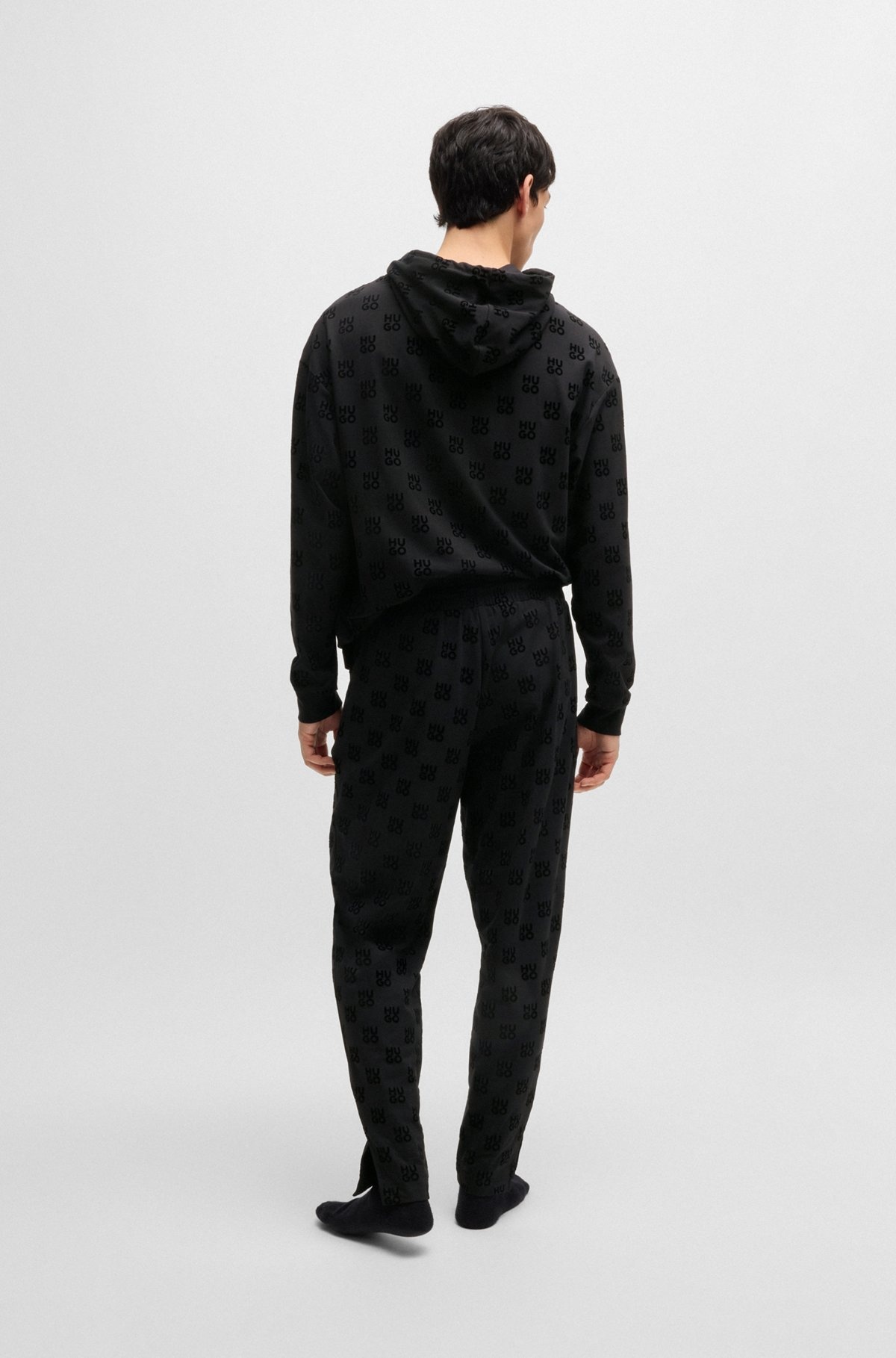 STRAIGHT-LEG TRACKSUIT BOTTOMS WITH FLOCK-PRINT STACKED LOGOS - 4
