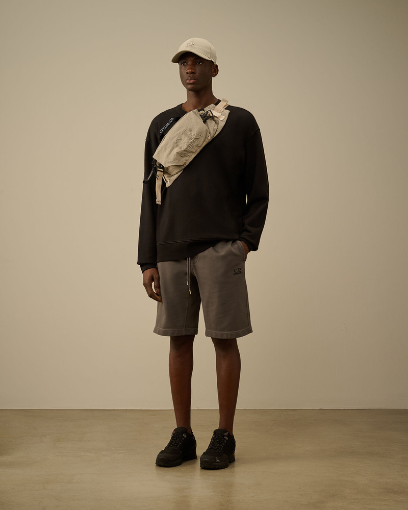 C.P. Company Cotton Diagonal Fleece Logo Shorts outlook