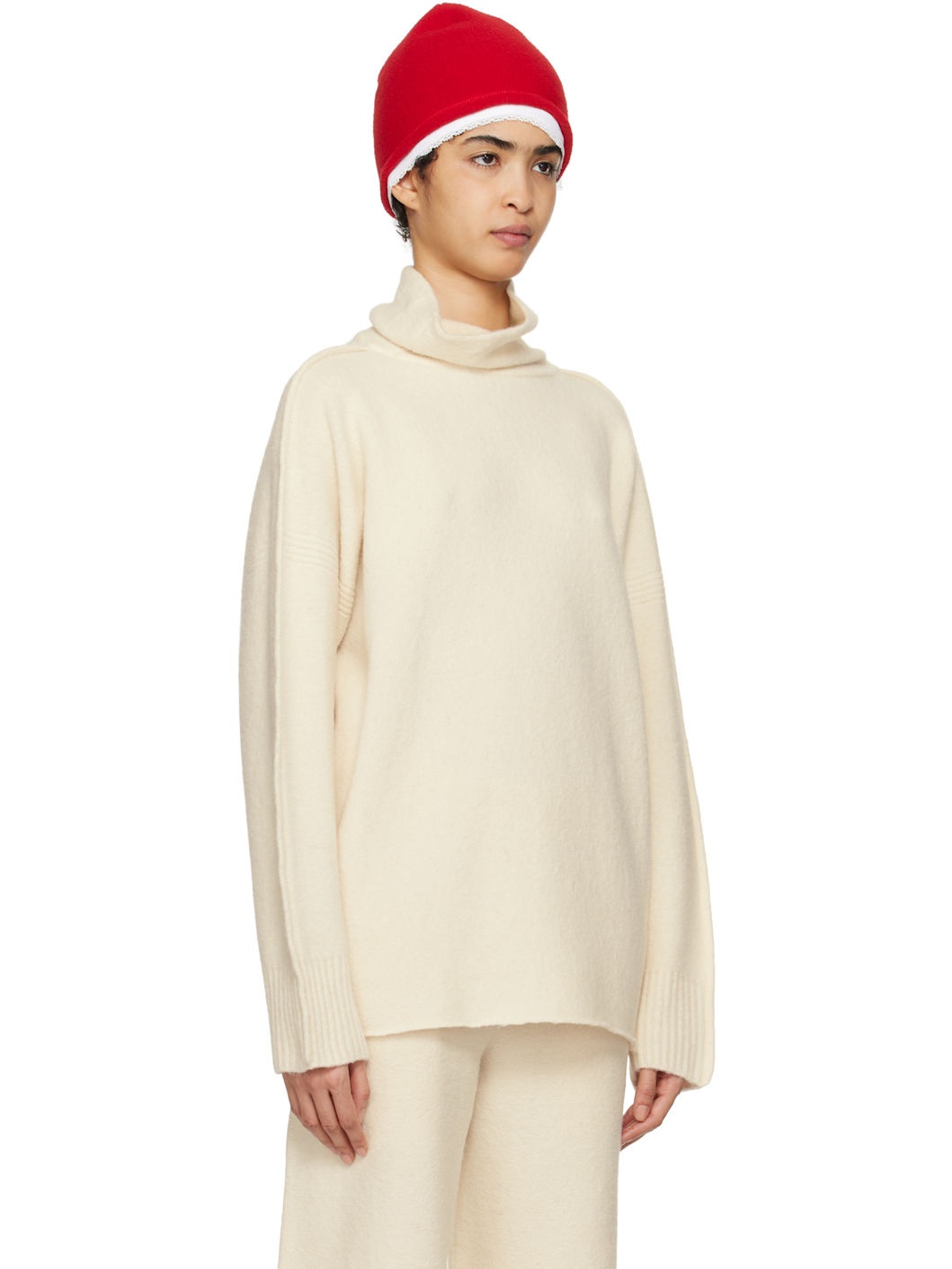 Off-White Cotton & Alpaca Knit Turtleneck - 2