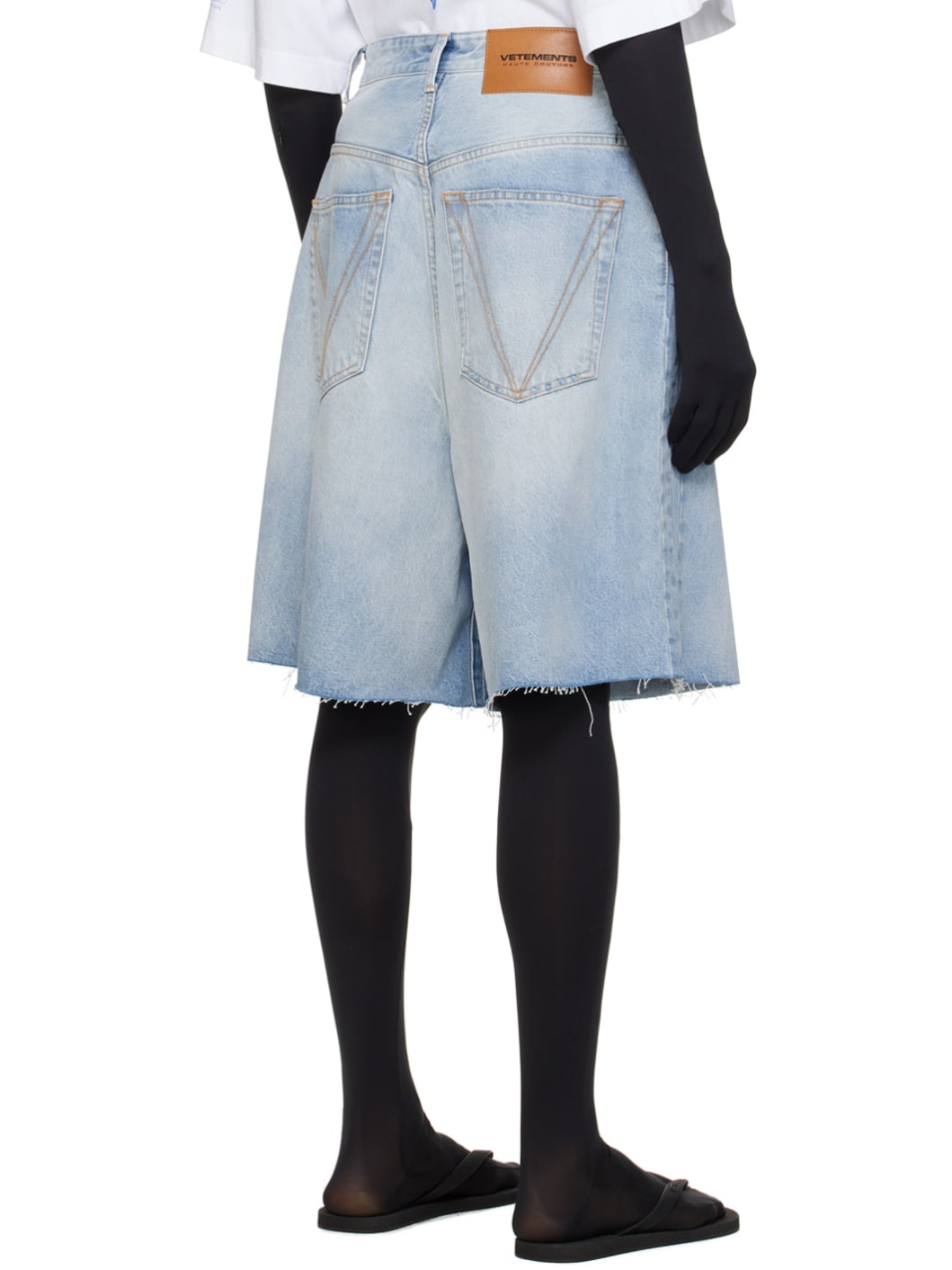Blue Faded Denim Shorts - 3