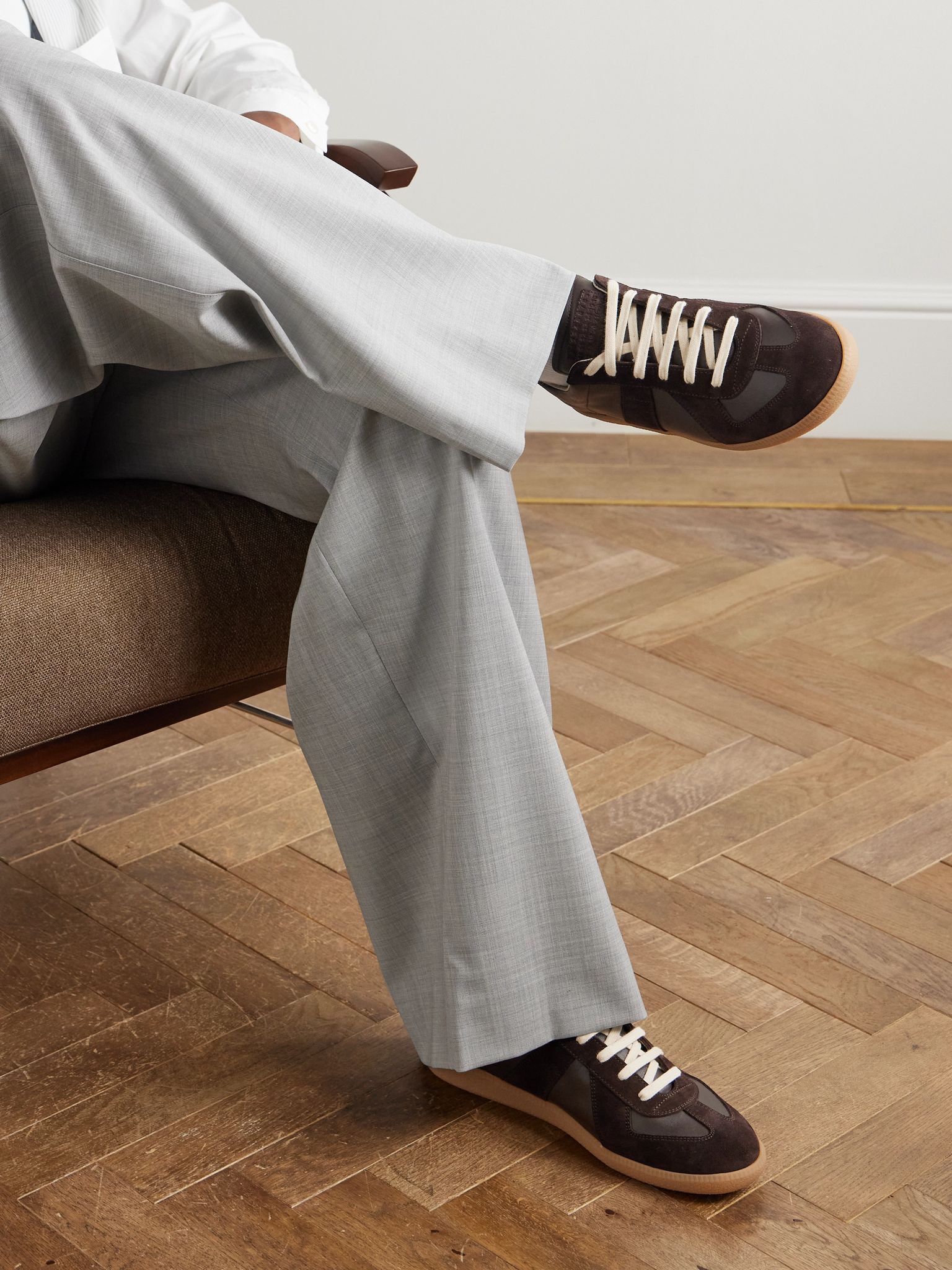 Replica Leather and Suede Sneakers Dark brown - 2