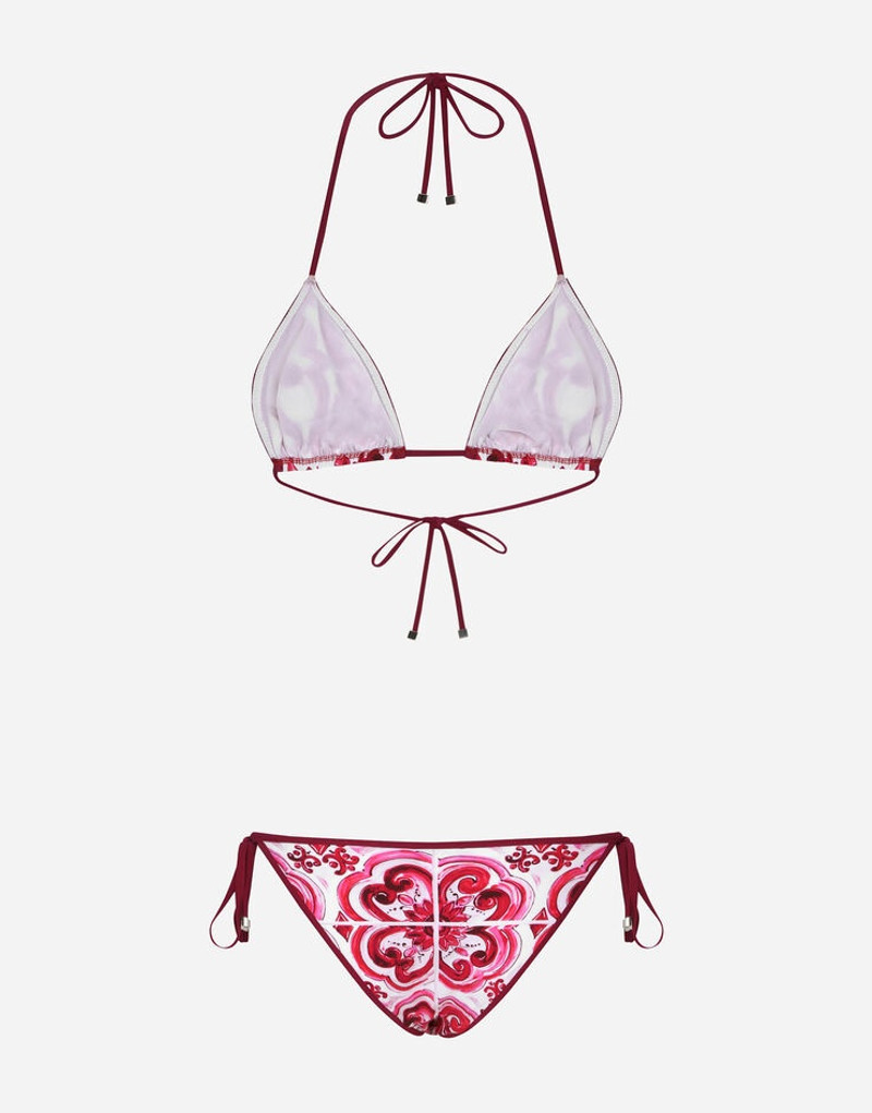 Dolce & Gabbana Majolica Print Triangle Bikini outlook