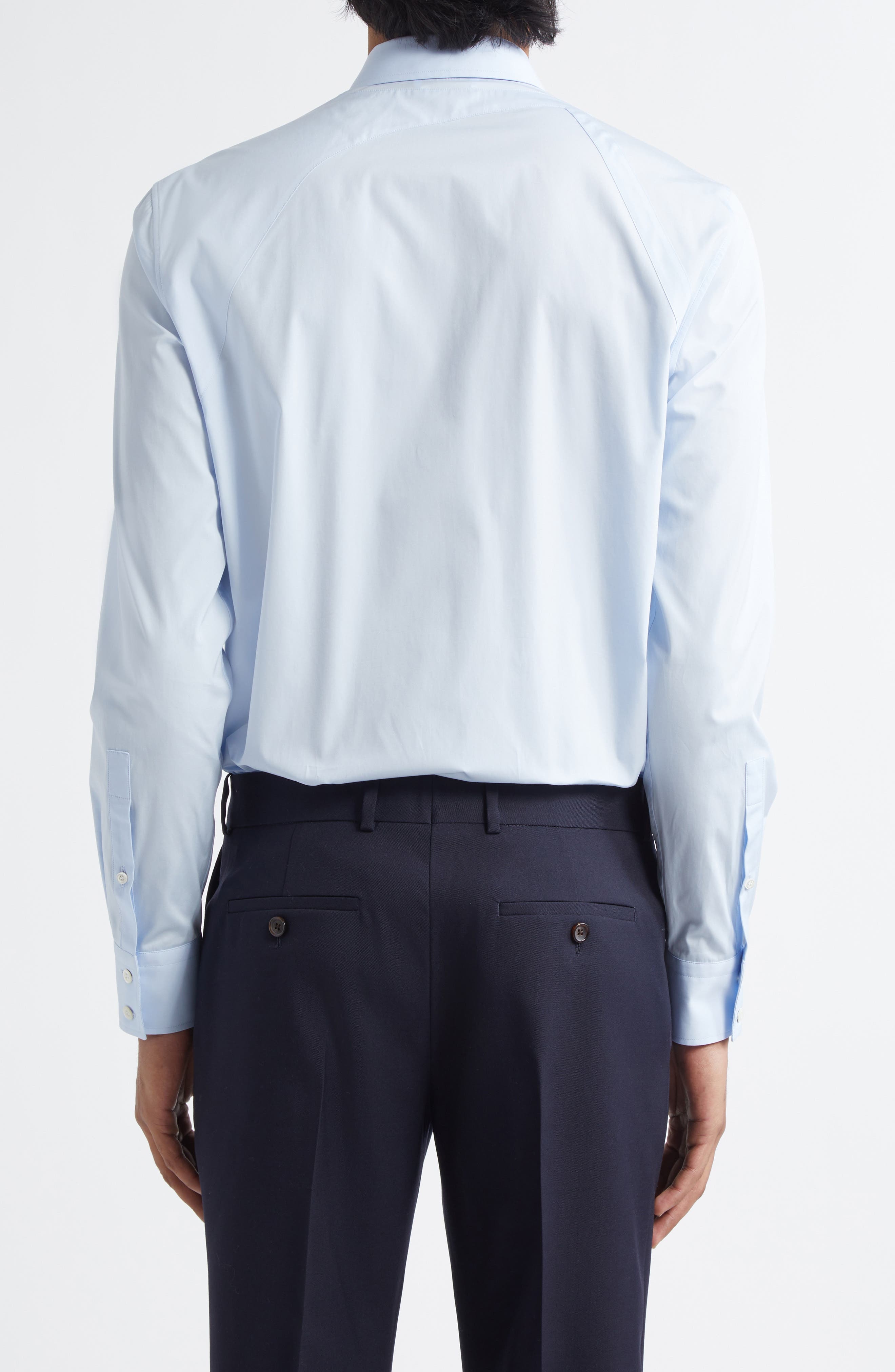 McQueen T-Bar Harness Poplin Button-Up Shirt in Shirting Blue at Nordstrom - 2