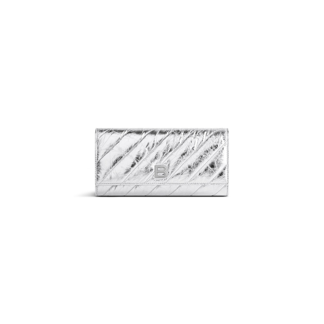 Women's Crush Wallet On Chain Metallized Quilted  in Silver - 4