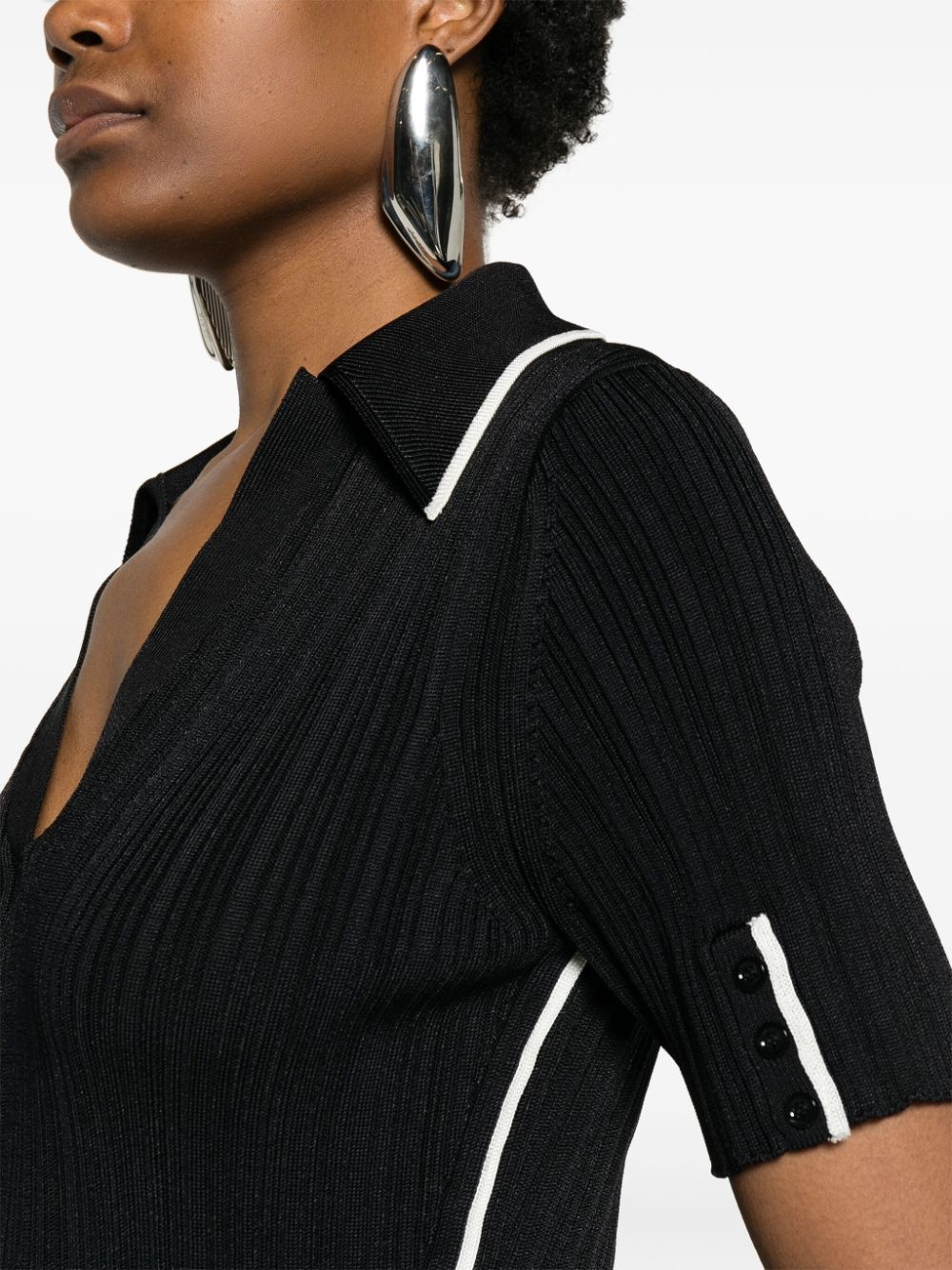 V-neck ribbed polo shirt - 9