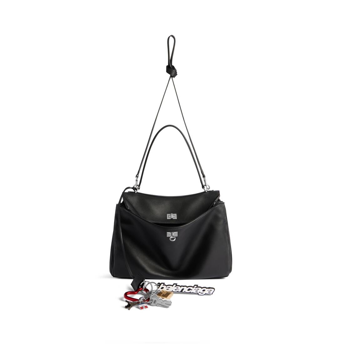 Women's Rodeo Medium Handbag Used Effect With One Charm in Black - 5