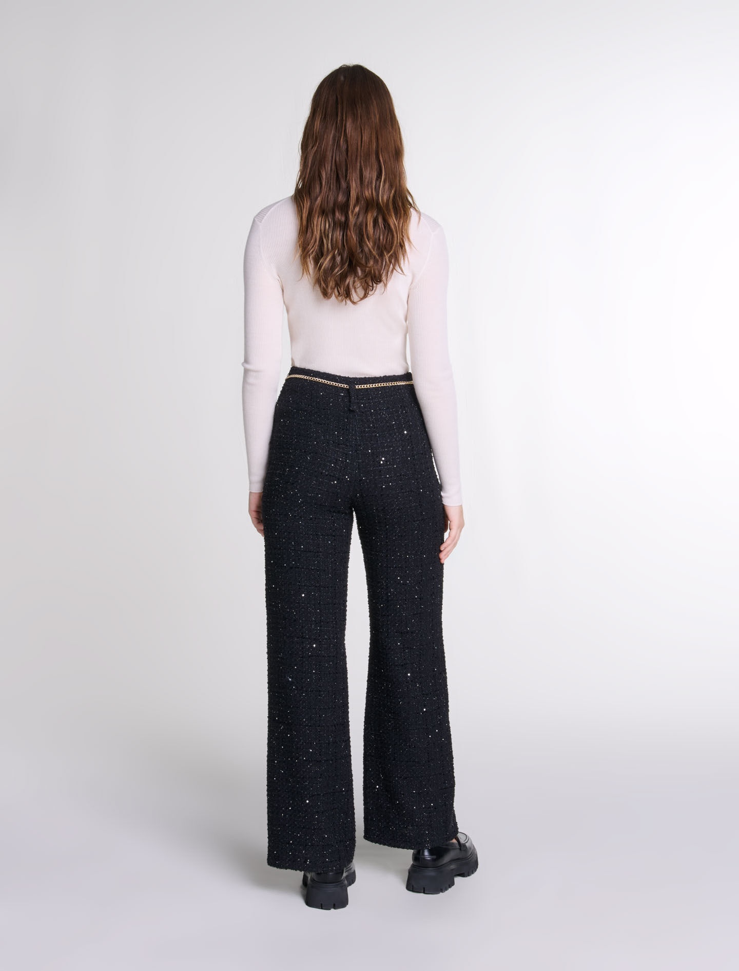 Sequinned tweed trousers - 4