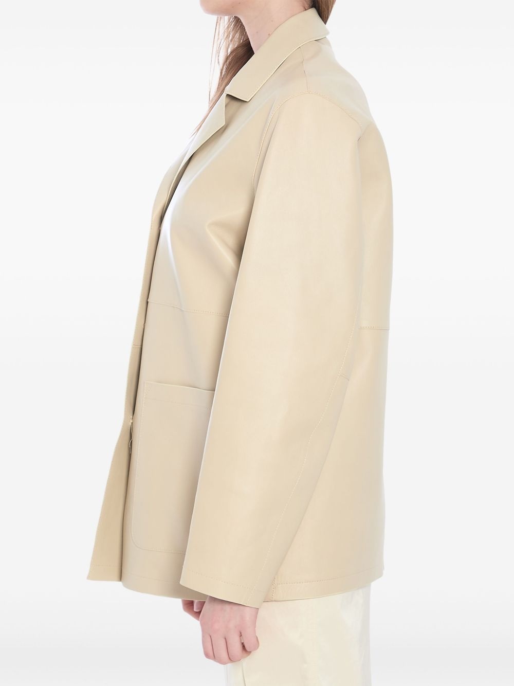 single-breasted leather blazer - 2