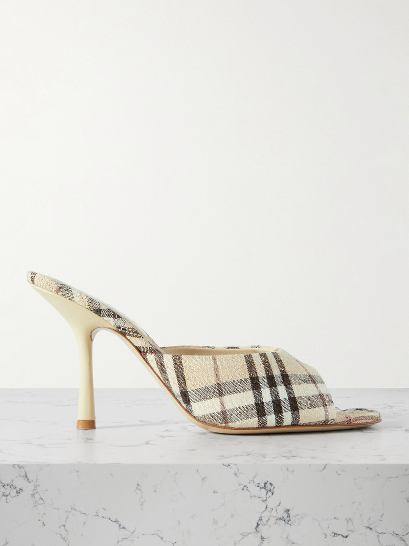 Checked Linen Mules 1