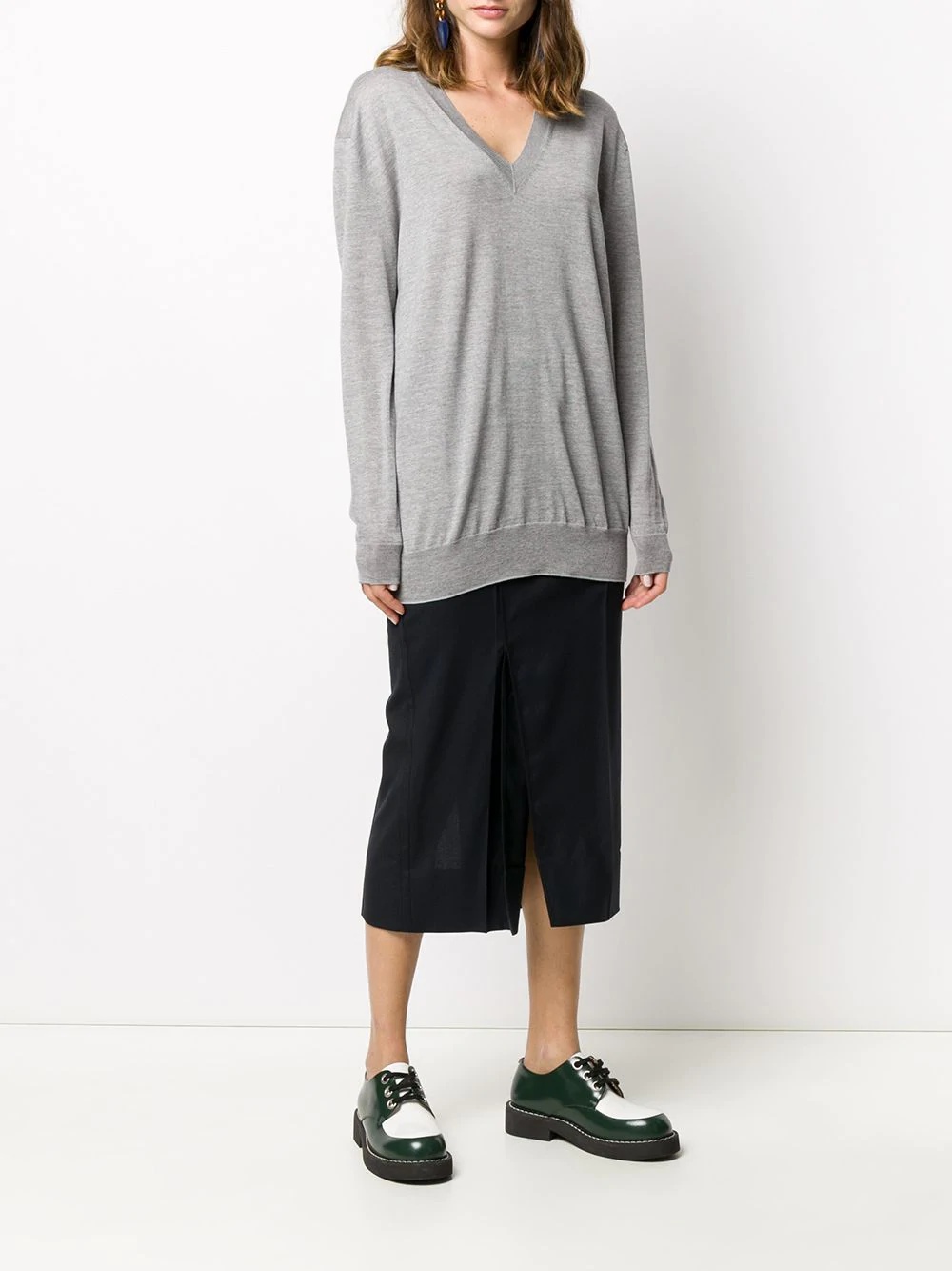 oversized V-neck jumper - 3